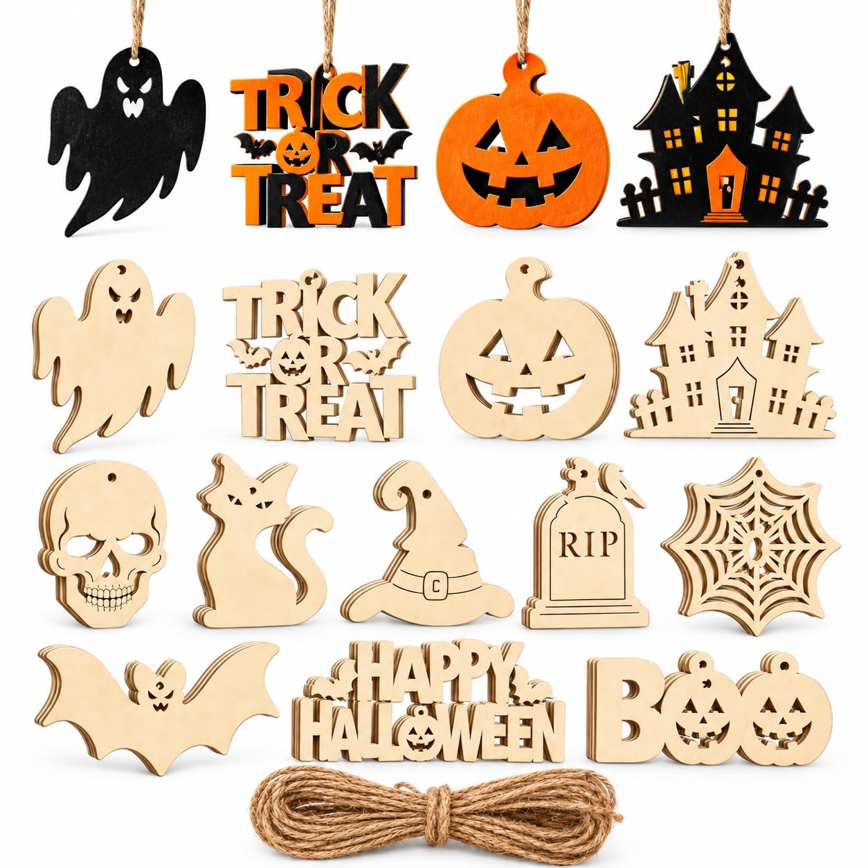 Halloween Wooden Cutouts, Halloween Crafts, Halloween Cutout Ornaments