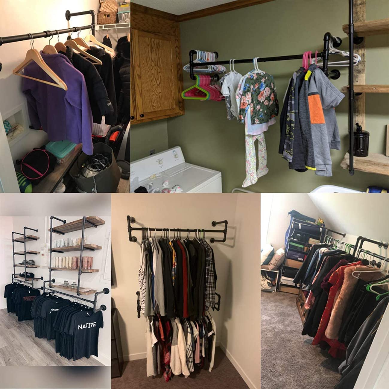 Buy Clothes Rack Wall Mounted Vintage Retail Garment Rack Industrial