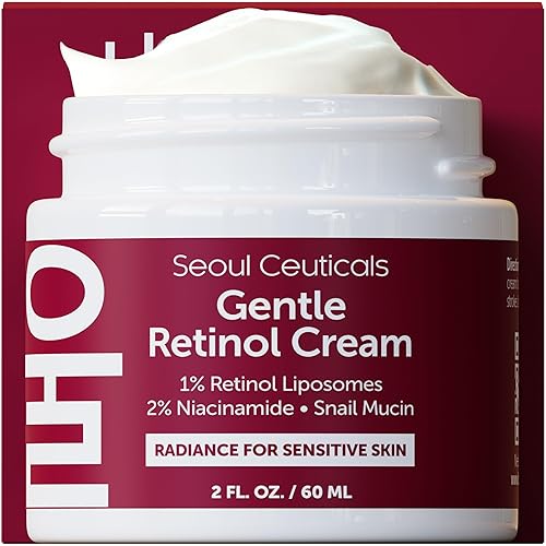 SeoulCeuticals Crema de noche con retinol coreano al 1%, 97.5% de mucina de caracol + 2% de crema hidratante de niacinamida para la cara, belleza