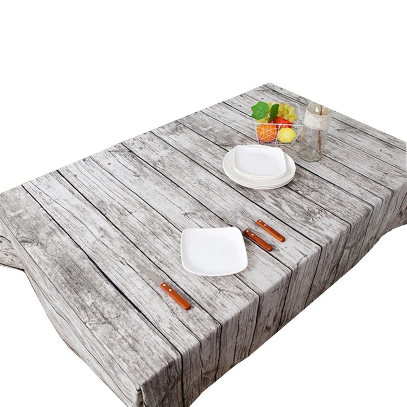 Nappe de style ferme vintage grain de bois pour reception de mariage chic et fetes