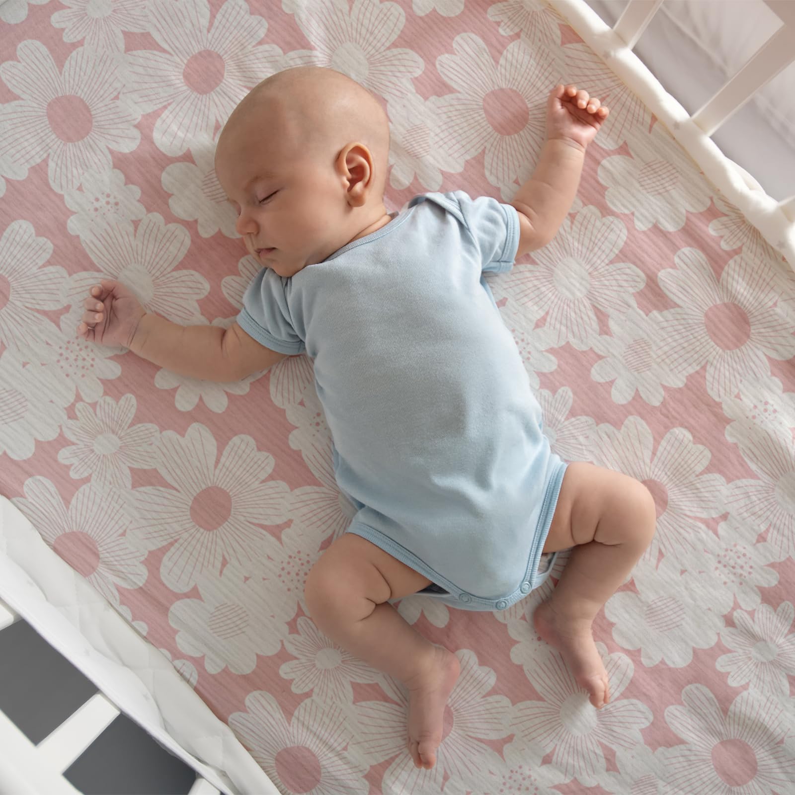 Gllquen Baby Confezione da 3 lenzuola in mussola per mini culla, traspiranti, con angoli, in cotone morbido e accogliente, per neonati e ragazze, con angoli universali, per mini culla, 96,5 x 66 cm
