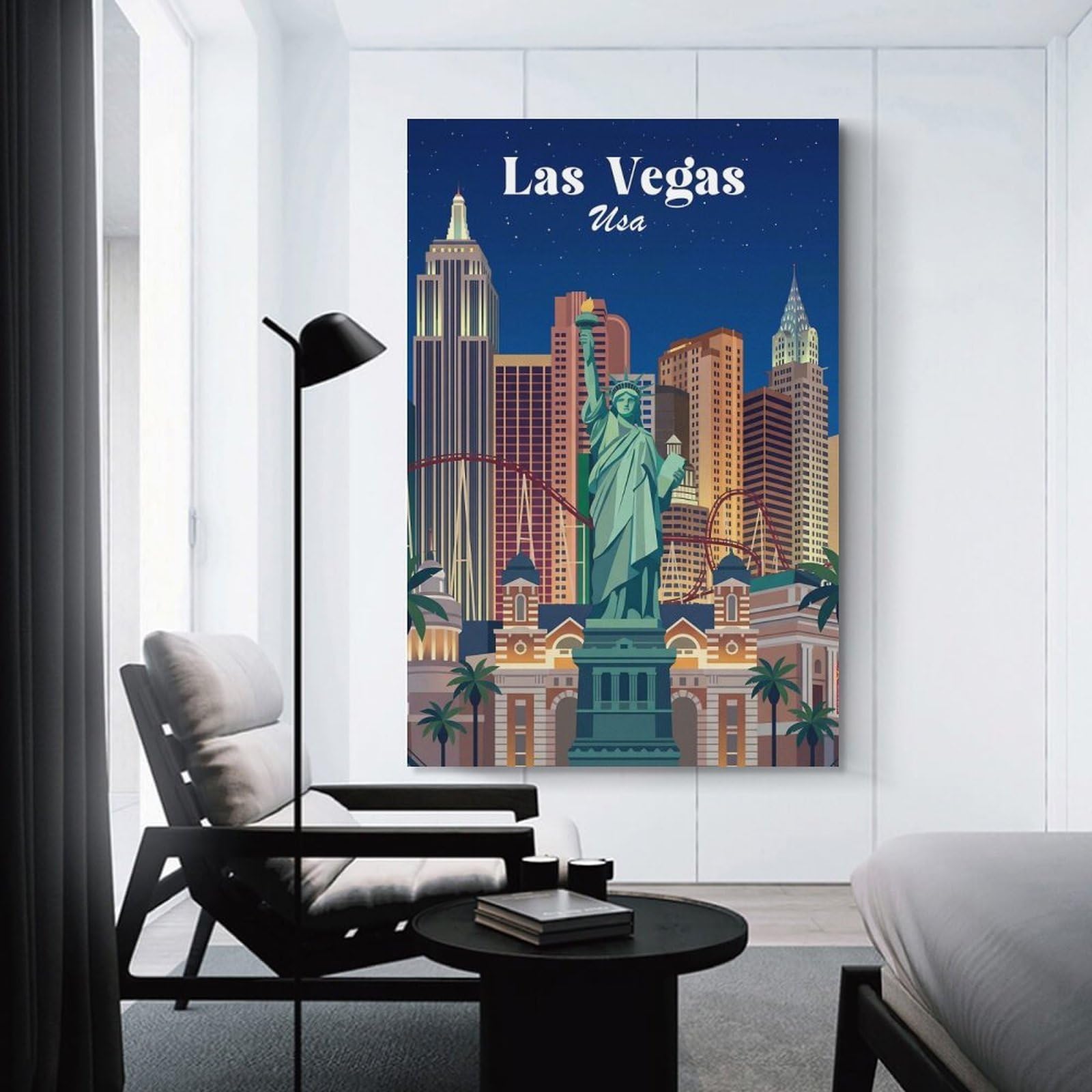 Junmoney Las Vegas USA Canvas Wall Art 24x36inch(60x90cm), for Wall Displays, Bedrooms Or Room Updates, Ideal for Building A Coordinated Art Wall
