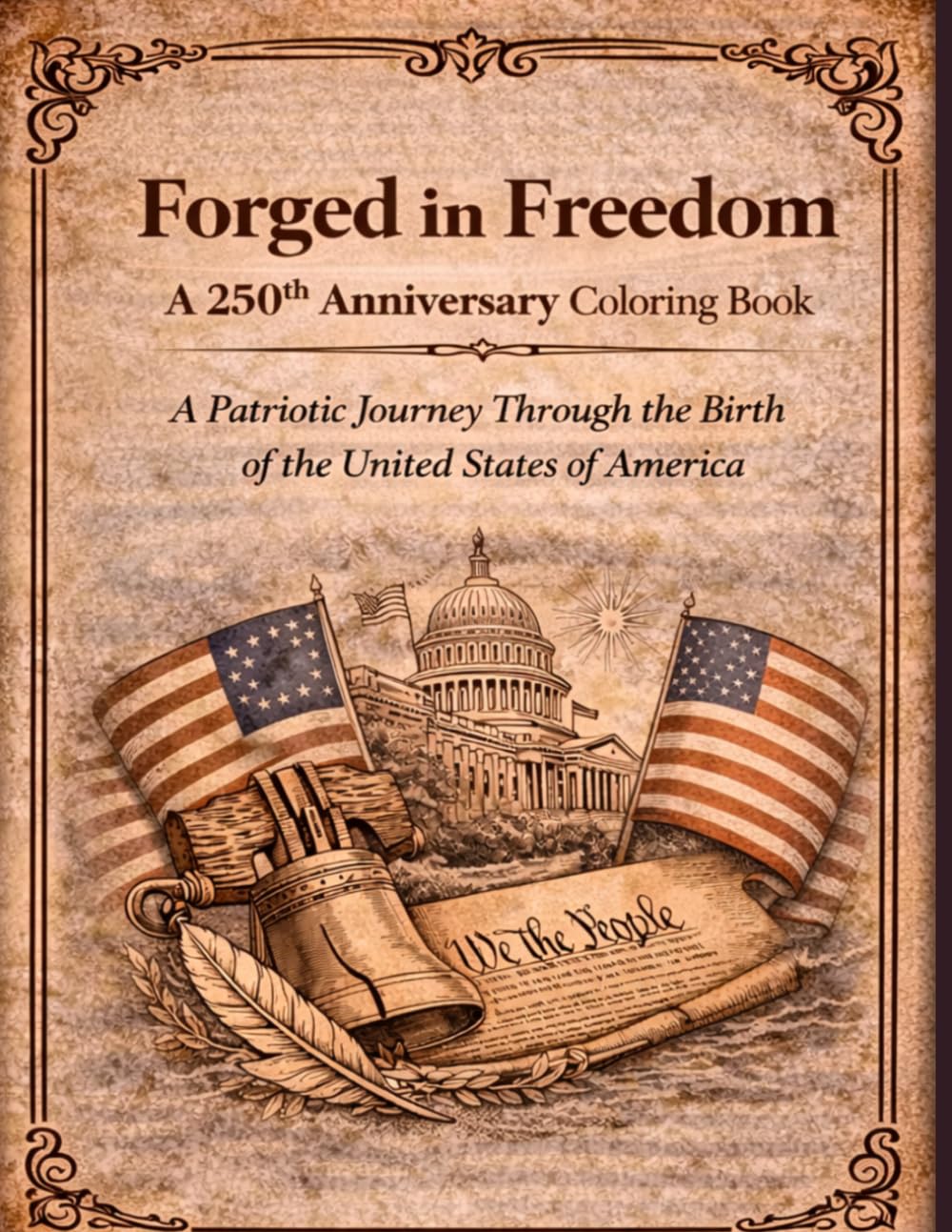 Forged in Freedom A 250th Anniversary Coloring Book: A patriotic Journey Through the Birth of The United States of America