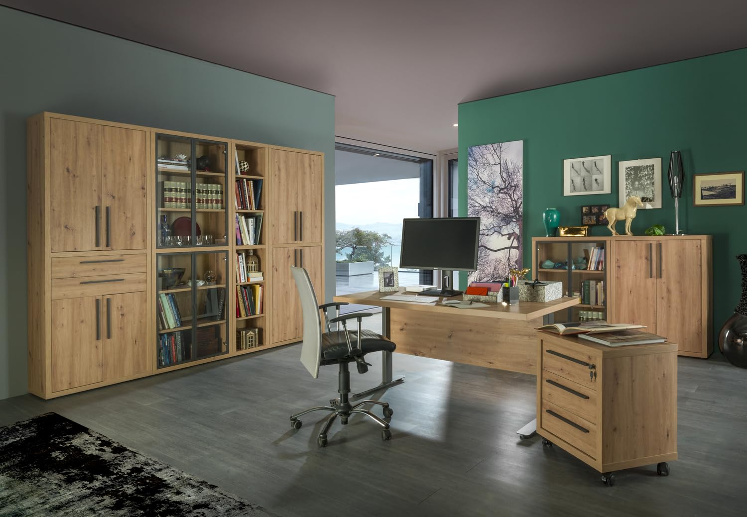 Composad | Scrivania della Linea RILEGA con Gambe in Metallo, Ufficio Moderno, Studio, Scrivania PC, (LxAxP) 120x75x80 cm, Rovere Mielato, Made in Italy