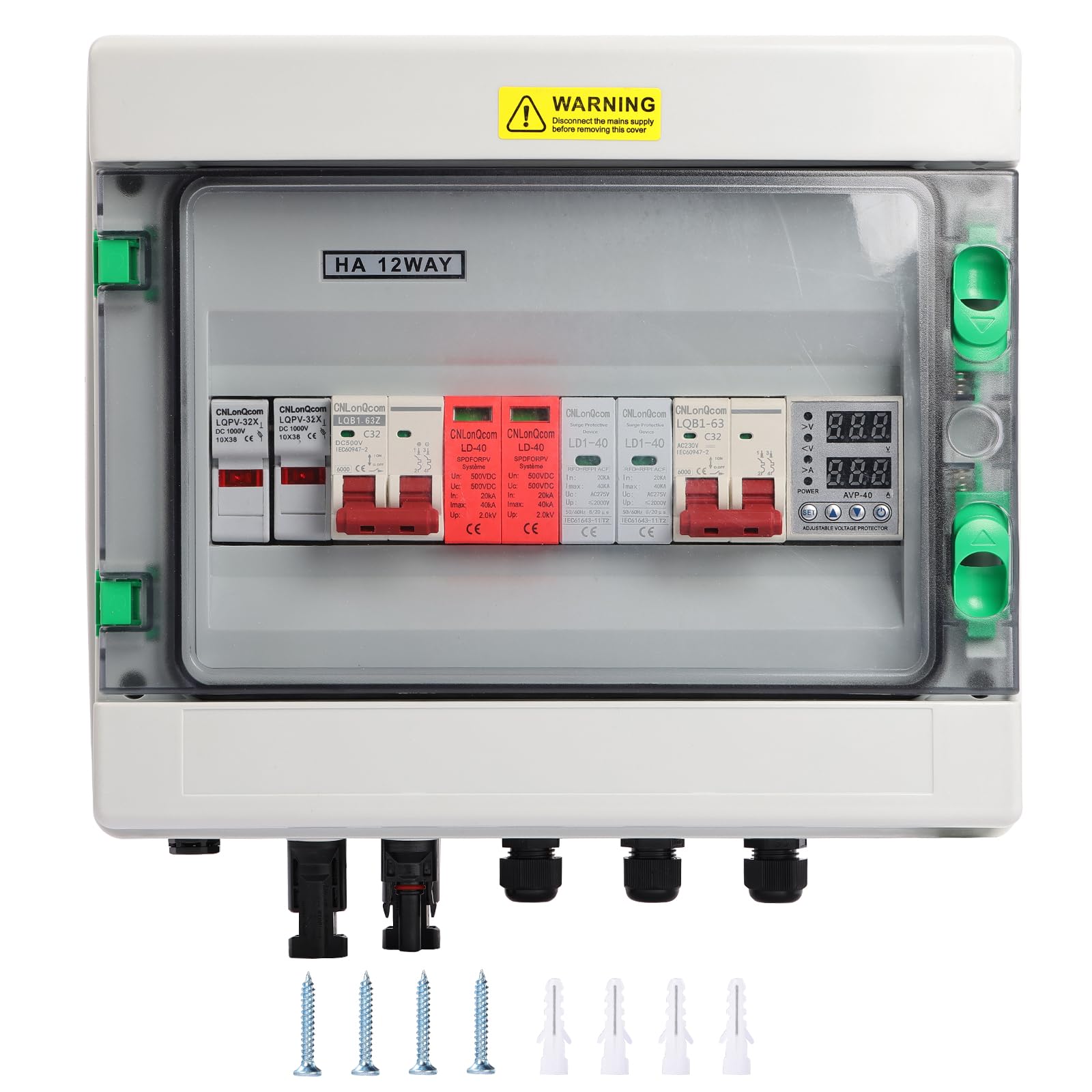 Protezione da sovratensione per impianti fotovoltaici - Scatola di giunzione solare DC500V1-1 + AC230V1-1, interruttore di sezionamento CC per protezione da fulmini per sistemi