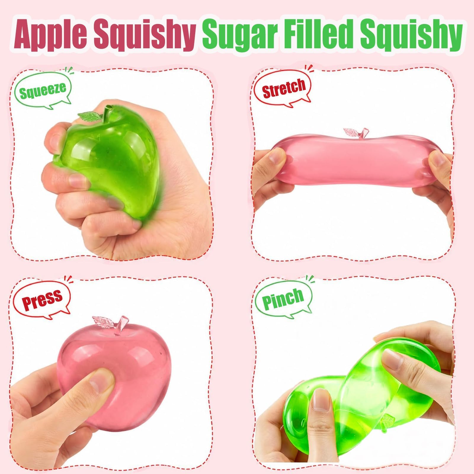 Squishy Pomme Rose 6 Cm – Balle Anti-stress En Gel TPR, Jouet Sensoriel Pour Adultes Et Enfants, Soulagement De L’anxiété