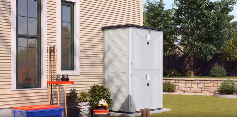 Amazon.com : Aoxun Outdoor Storage Shed, 64 Cu.Ft Vertical Resin