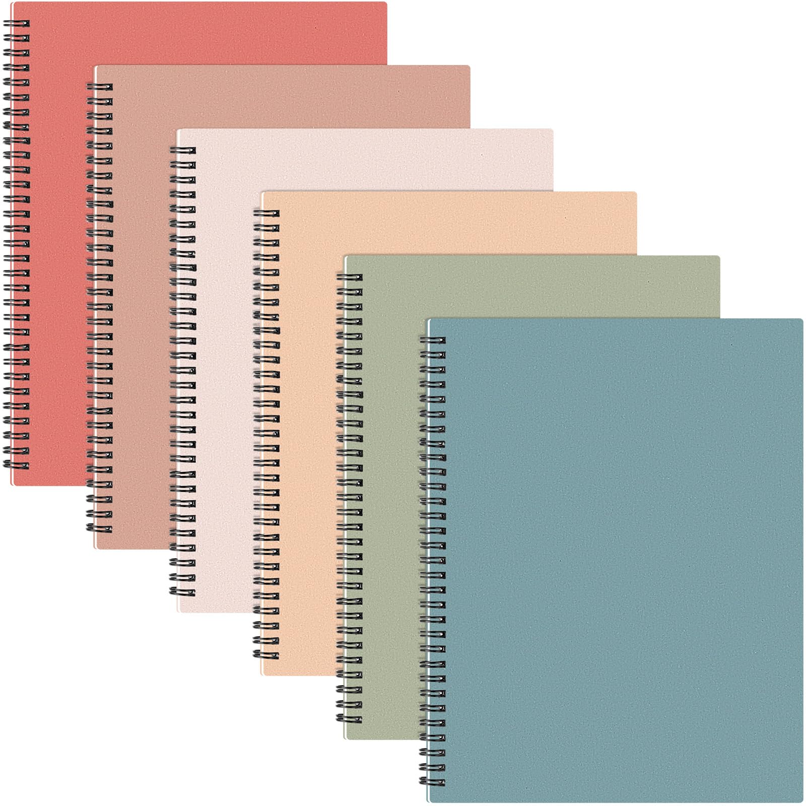 Glenmal 6 Pcs Spiral Notebook for Work A4 8.5 x 11'' College Ruled Spiral Journal Notebook Kraft Cover Ruled Paper, 120 Sheets 240 Pages for Office