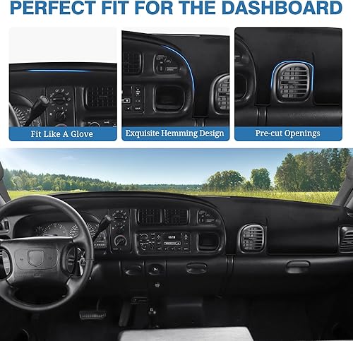 Miniatura 4 de FIILINES Cubierta de salpicadero de ajuste personalizado para Dodge Ram 1500 2500 3500 1998-2001 cubierta de tablero Accesorios Ram Mat Parasol,