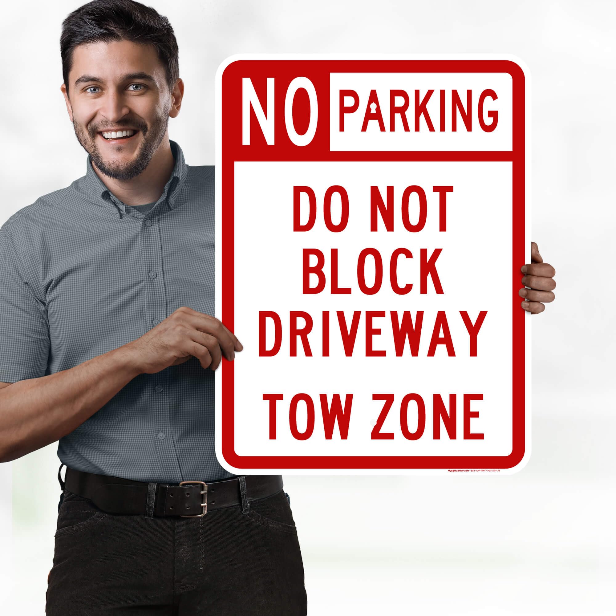 No Parking Do Not Block Driveway Tow Zone Sign, 18x24 Inches, Rust Free .063 Aluminum, Fade Resistant, Made in USA by My Sign Center