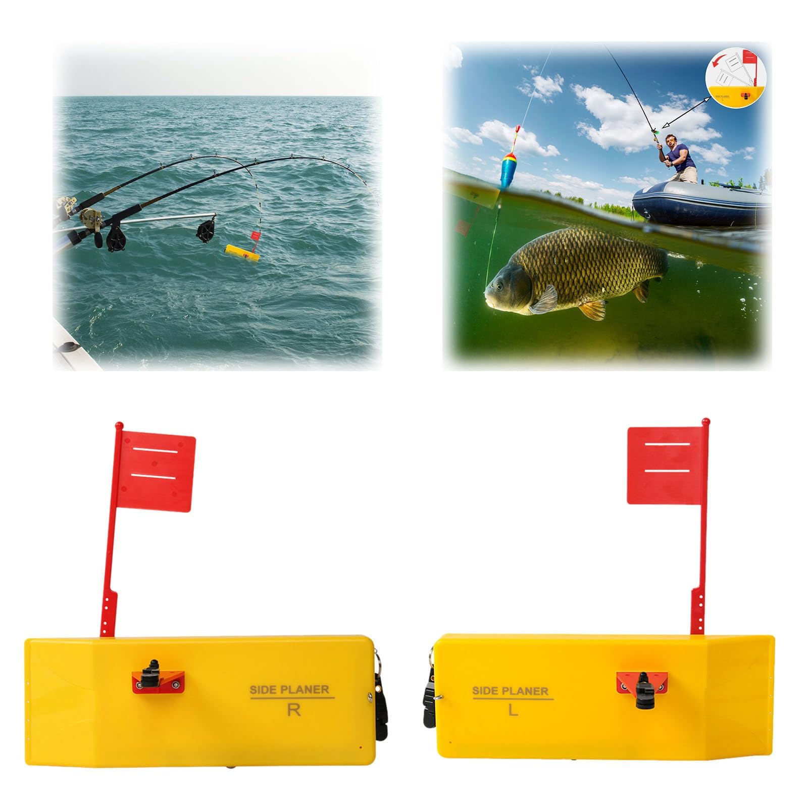 2 Pack Planer Board for Fishing, Fishing Tool Fishing in Line Side Clip Medium Side Planer Board Quick Grip Snap Release for Trolling Boat Fishing