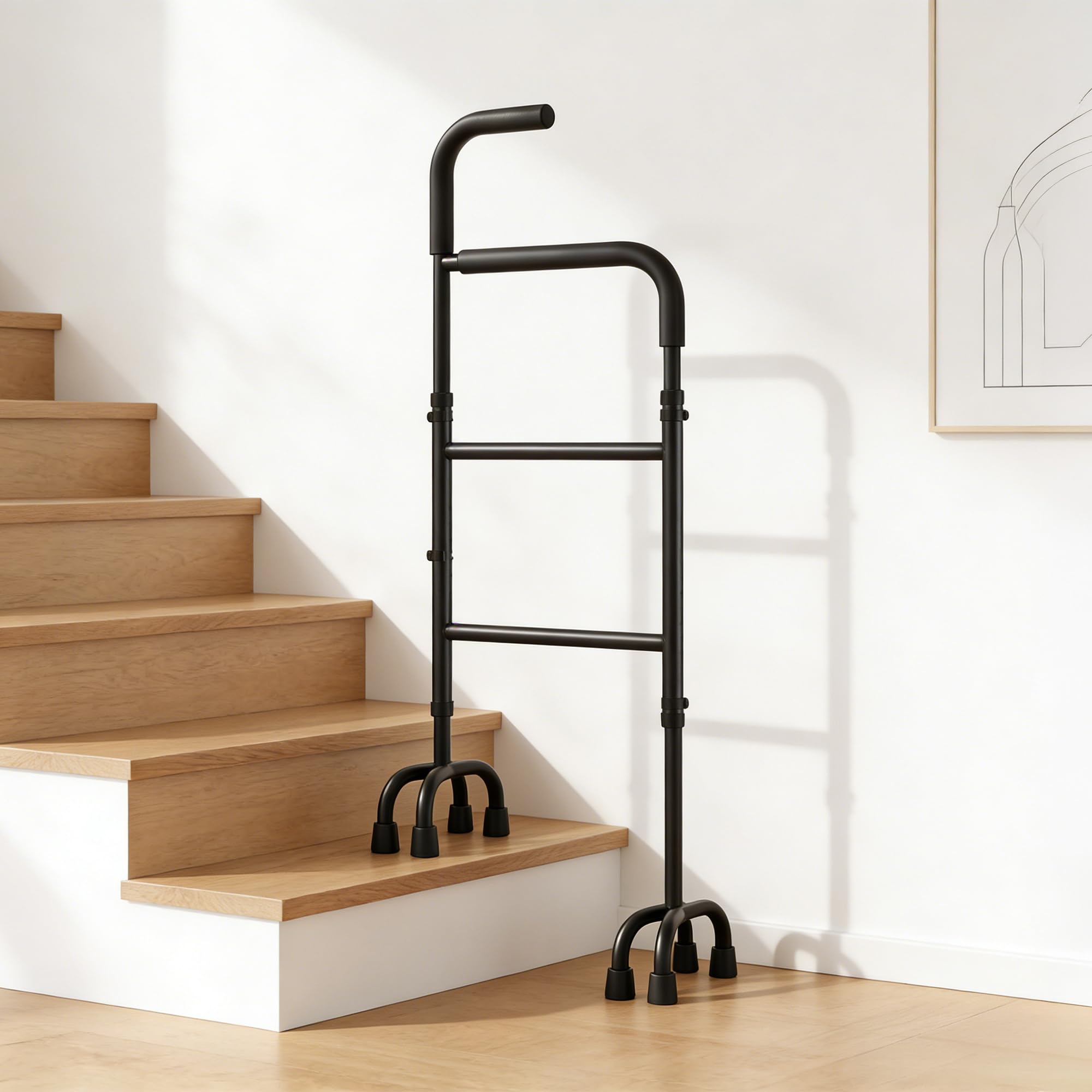 Photo 1 of GritVibe Stair Assist Cane, Black, 13-Level Height Adjustment