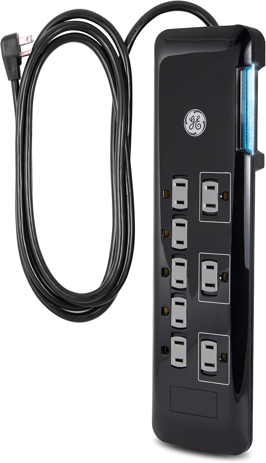 GE Surge Protector, 8 Outlet Power Strip, ExtraLong 8ft