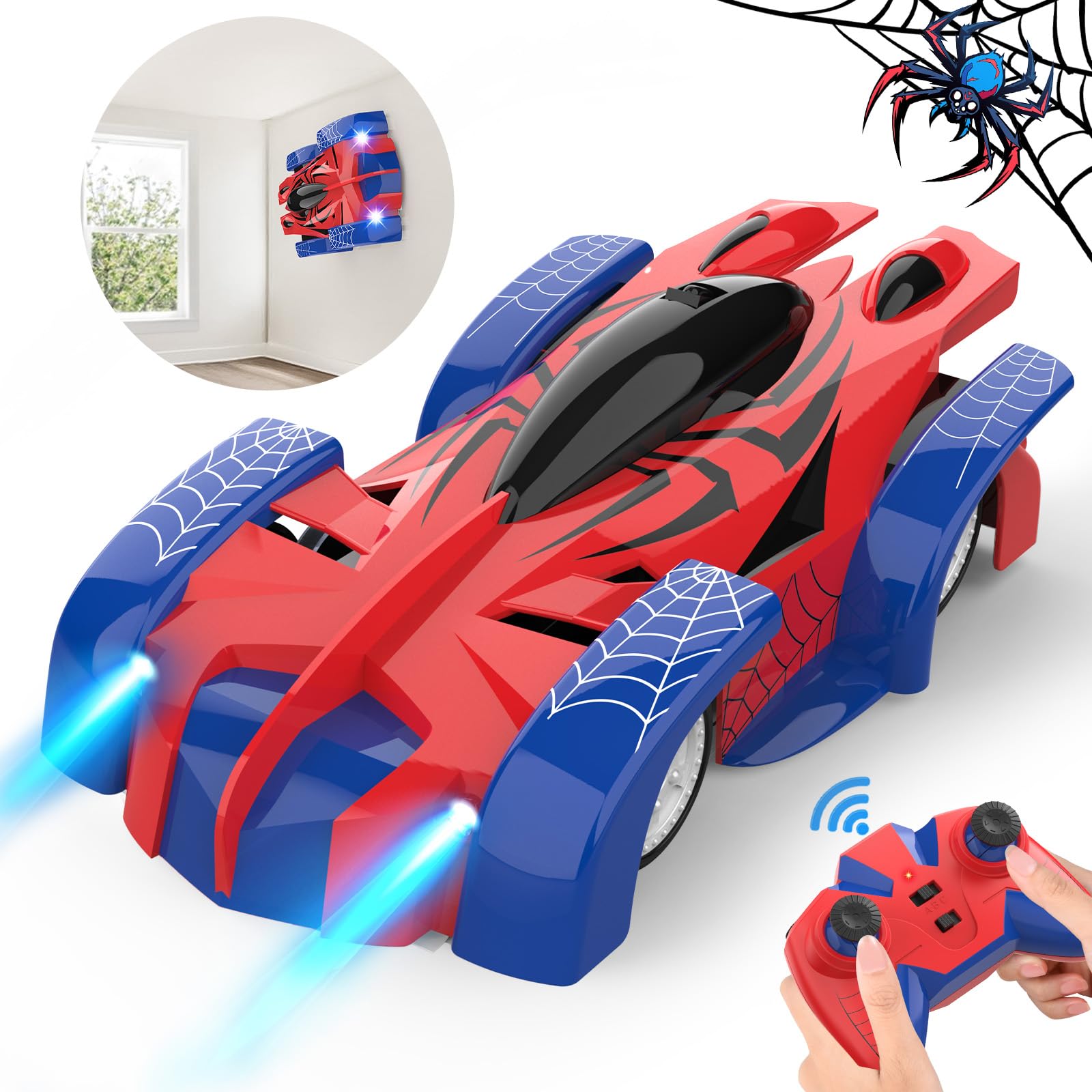 Voiture Télécommandée pour Enfants, Machine Allant Sur Les Murs Rechargeables avec Lumière Led Voiture Radiocommandée RC Drift Car Spider Jouets, Jeux Enfant 3 4 5 6 7 8 9 Ans Mâle Cadeau Anniversaire