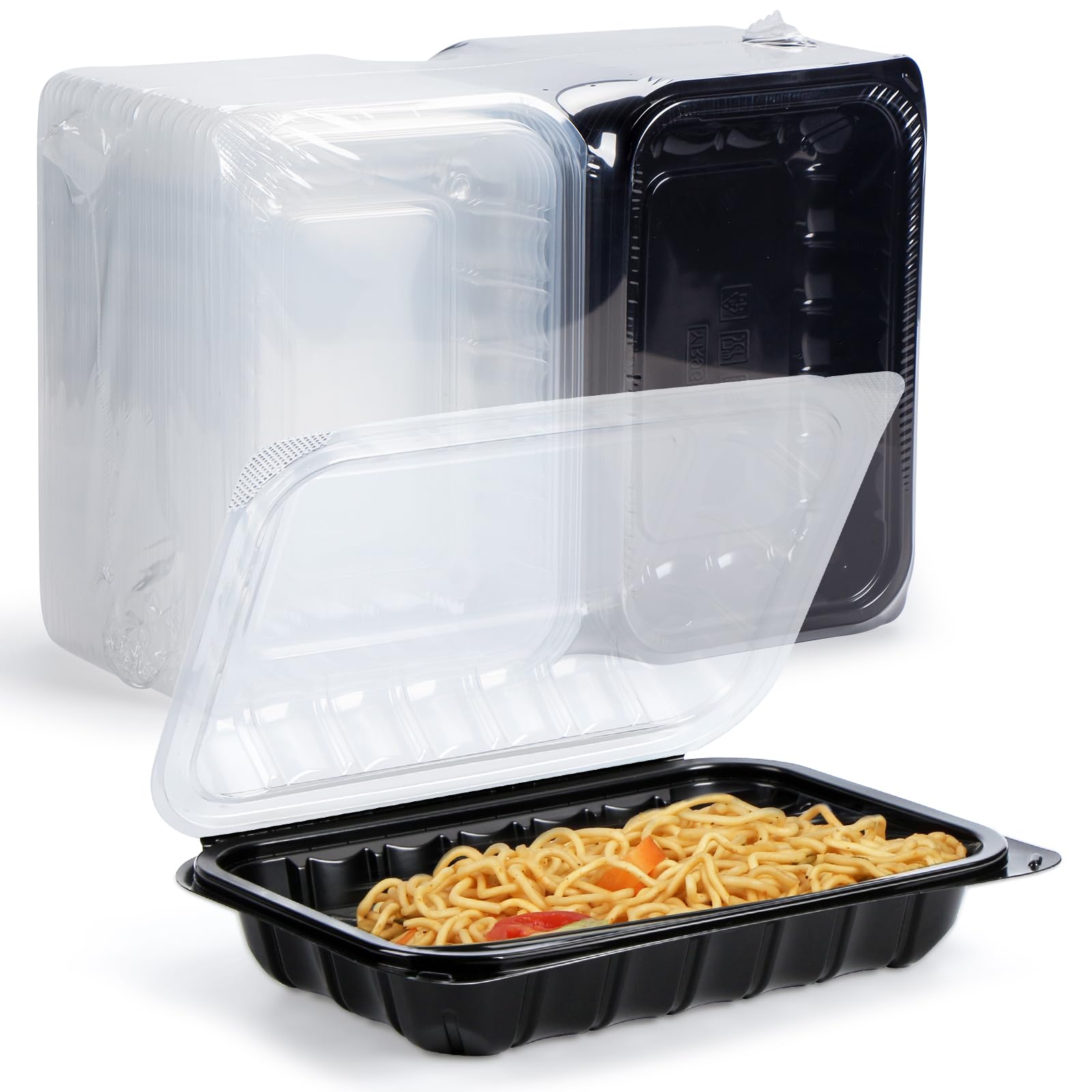 YANGRUI Food Containers 9x6 Inch 27 oz 30 Pack - Anti Fog Clear Lid for Display | BPA Free PP Plastic | Reusable Heavy Duty Freezer & Microwave Safe | Shrink-Wrap Freshness Bakery Takeout Container