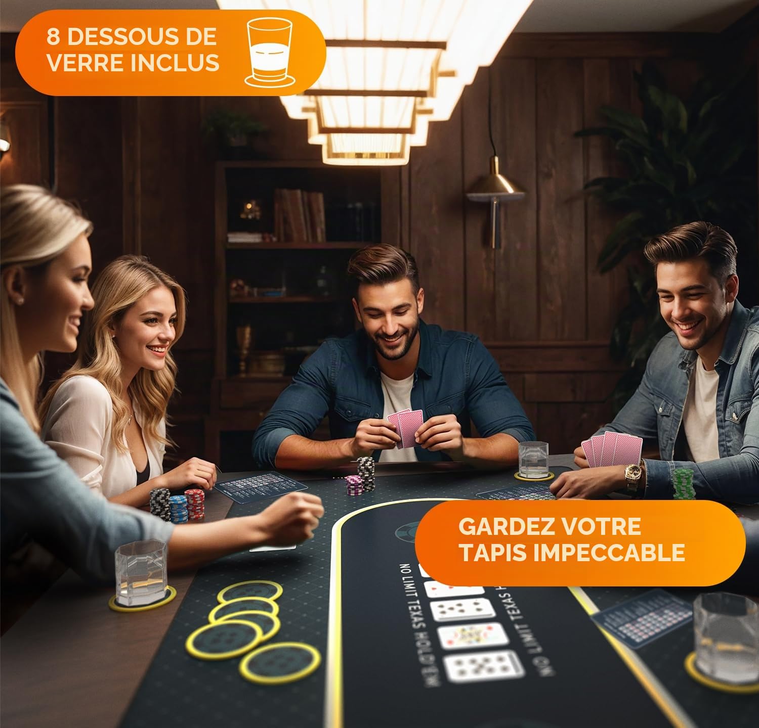 Newverest Tapis de Poker Texas Hold’em 180 × 90 cm – Tapis de Table de Casino pour Jusqu’à 10 Joueurs, soirées Jeux à la Maison | Tapis de Poker avec Housse Zippée, 8 sous-Verres, Coffret Cadeau