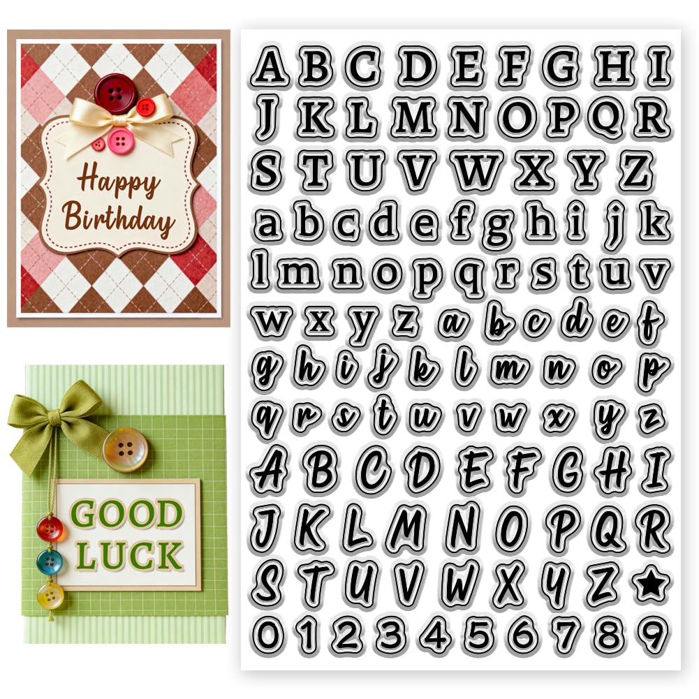 Sellos transparentes con patrón de letras, números de silicona, sellos transparentes para manualidades, álbumes de recortes y tarjetas, decoración de manualidades, 8.3 x 5.8 pulgadas