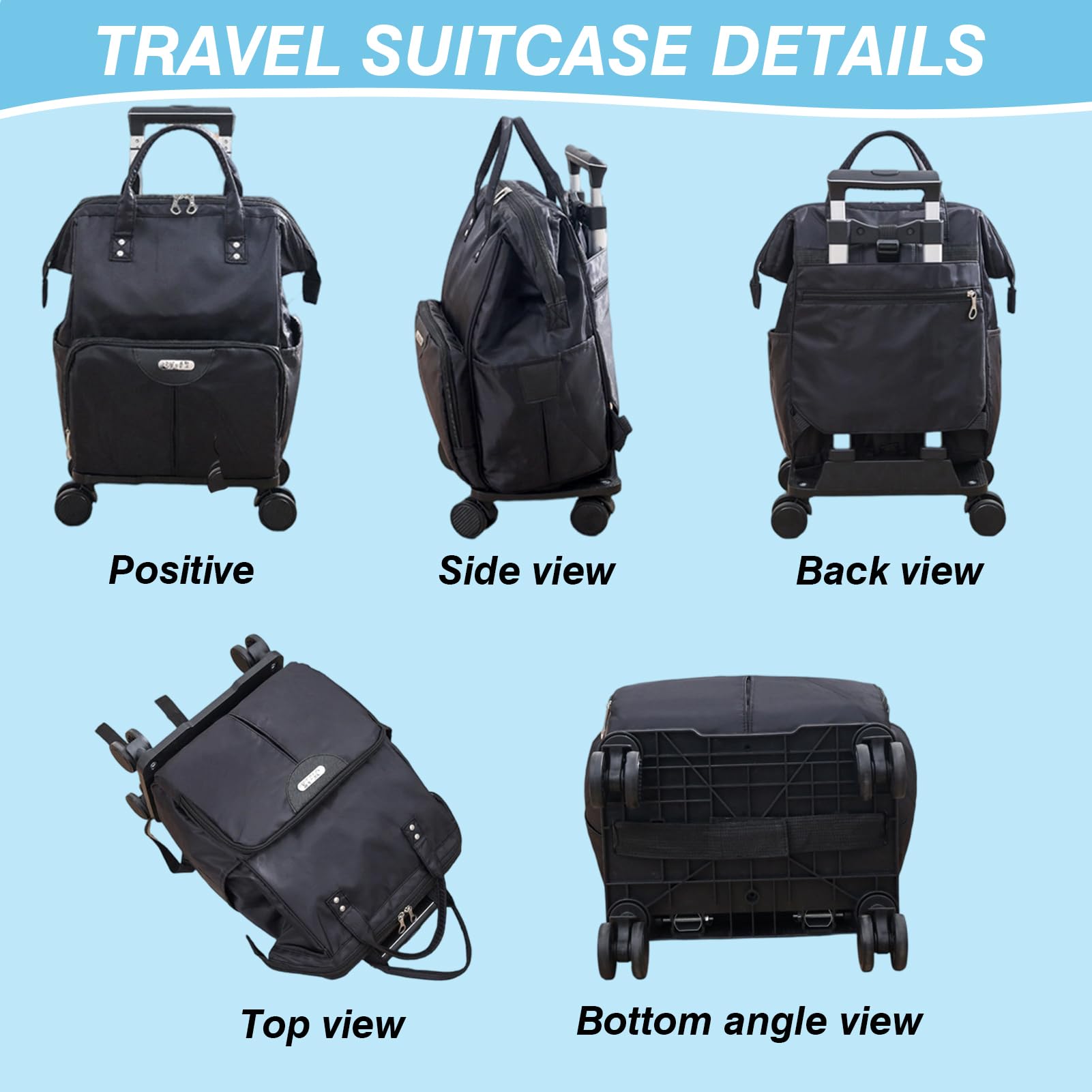 Bolsa con Ruedas para Mochila para Hombre Mujeres Mochila de Trabajo Bolsa Roller para Viajes Profesionales Negocios Viajes，Magenta：Mediano