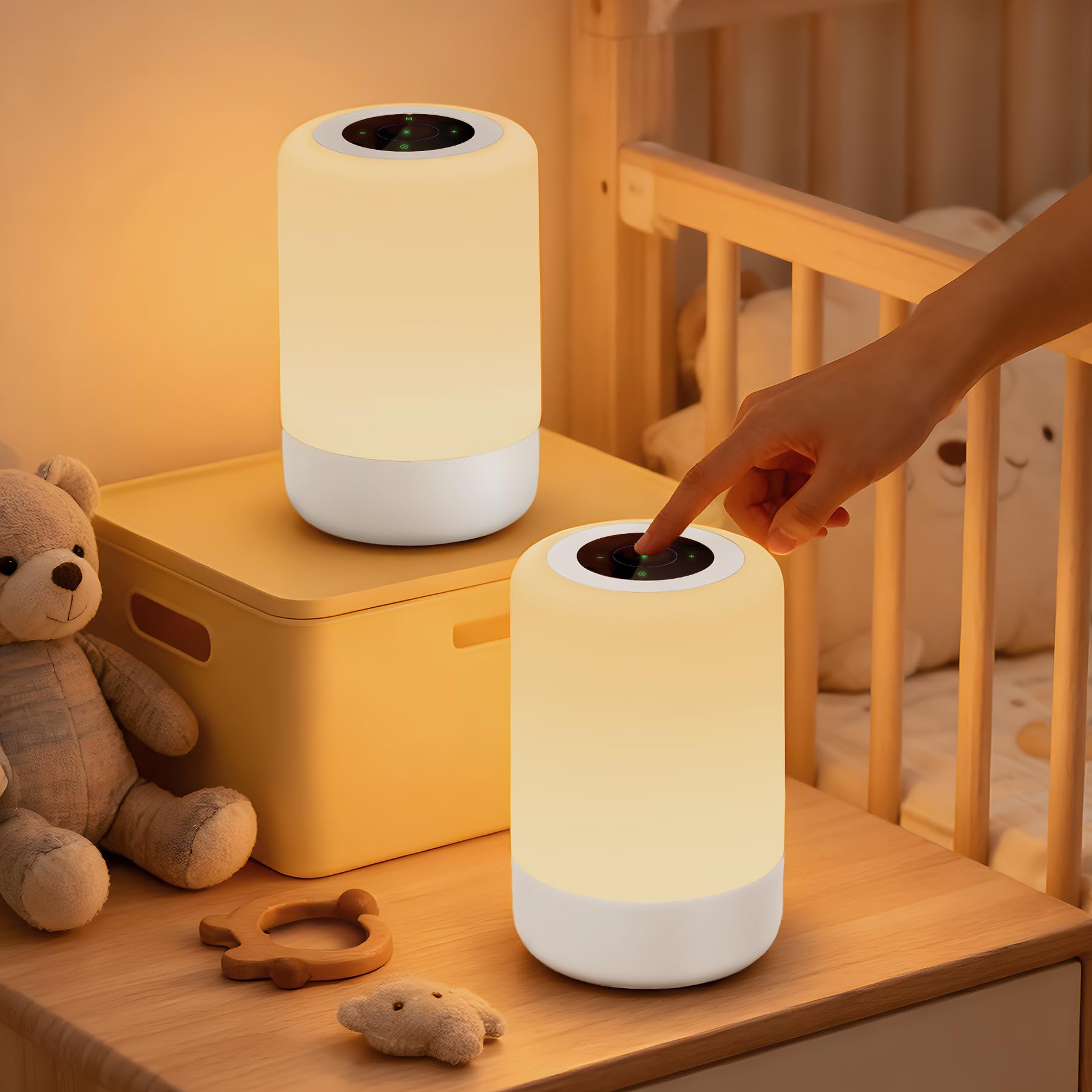 Bonsery Nachttischlampe 2er Set, Led Nachttischlampe Touch Dimmbar USB Aufladbar mit Fernbedienung, Nachtlicht Kinder mit 13 Farben 3 Modi, Tischlampe Kabellos mit Timer für Schlafzimmer Wohnzimmer
