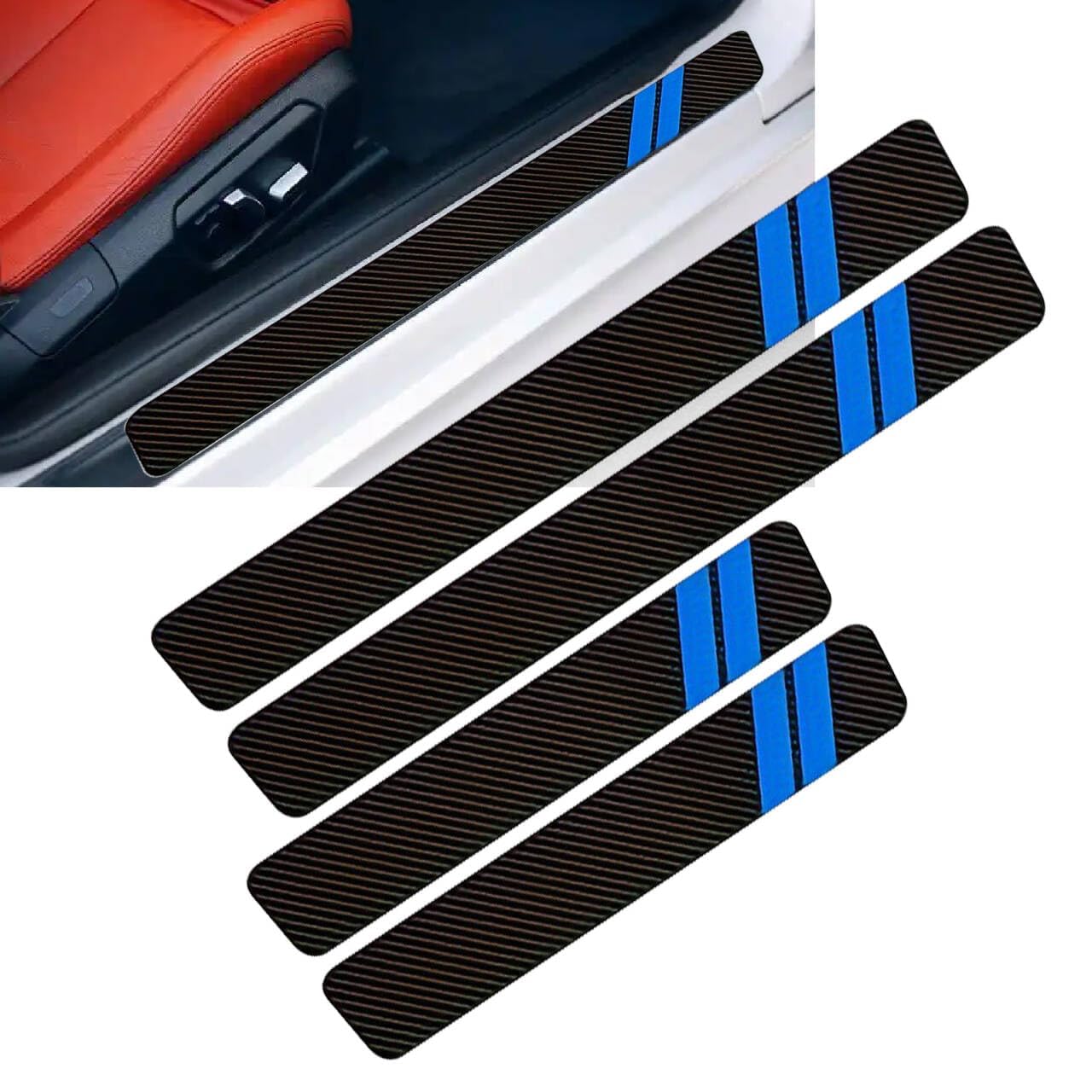 ONEMAJI 4 Pcs Door Sill Protector for Mazda 3 Schrägheck 3 BM/BN I 2013-2019, Entry Guard Scuff Plate Trim Covers Scratch Protection Guard Sill Decorative Accessory,A