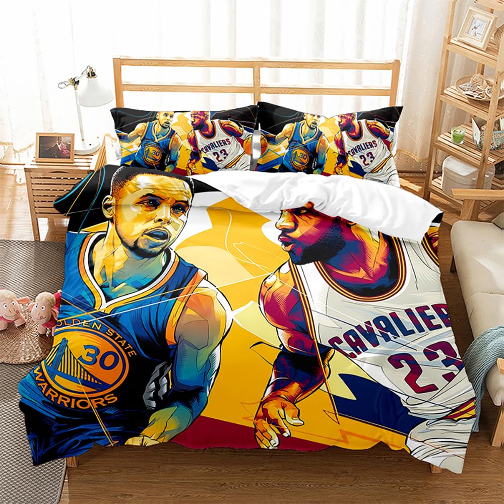 Duvet Cover Kids Stephen Curry Bedding Set 220x240cm/Single Double Bedroom Decor with 2 Pillowcases (135x200cm(Single),Threezus 03)
