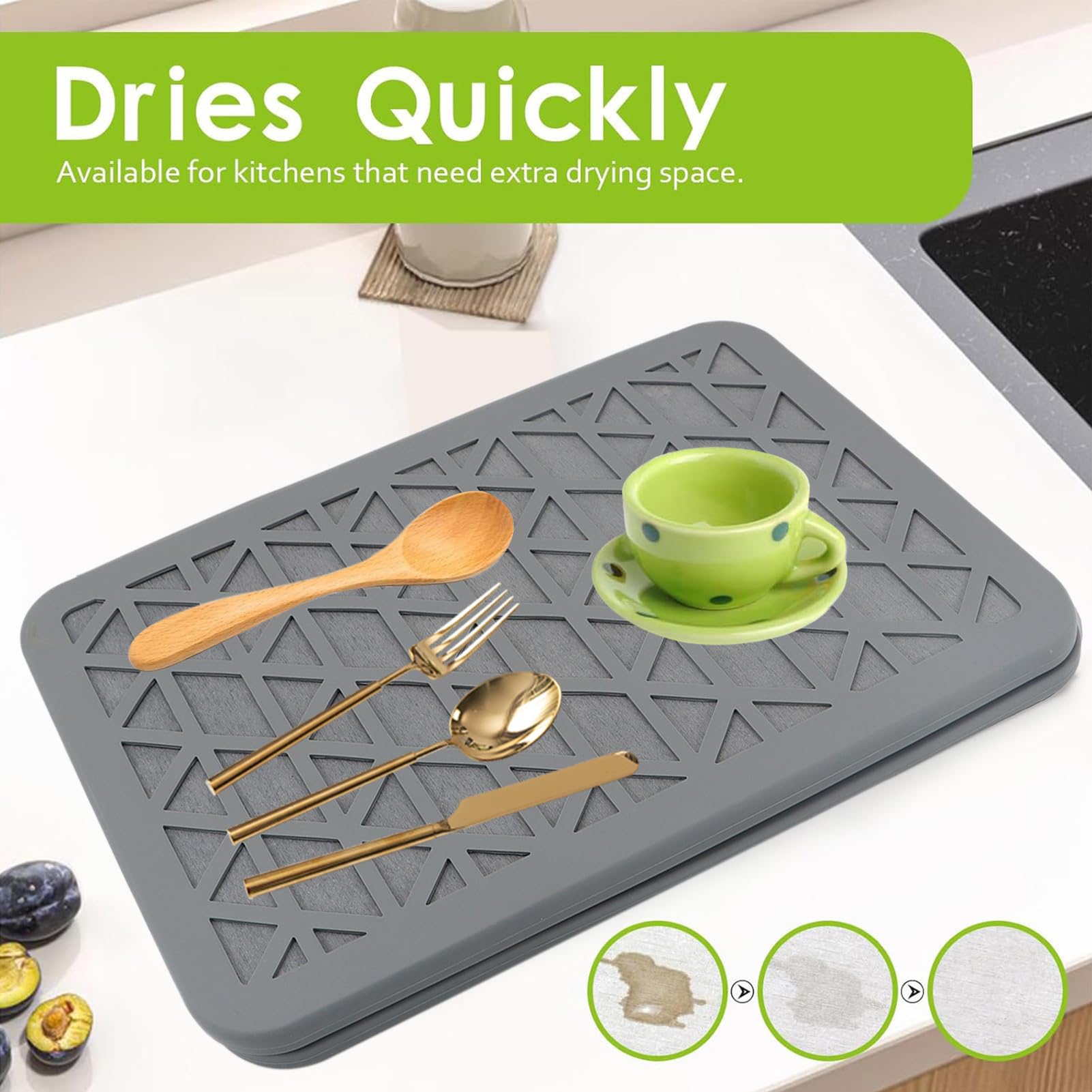 Alfombrilla Secaplatos de Cocina Accesorios de Escurrido para Vajilla