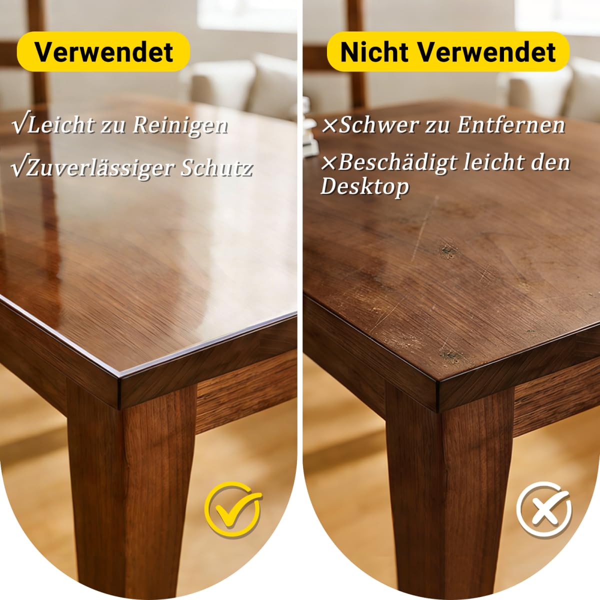 Longing Home Glasklare PVC Tischdecke 2mm 90 x 220 cm | Transparente Tischfolie hitzebeständig, geruchsfrei & kratzfest, wasserdicht & abwaschbar für Esstisch, Wohnzimmer & Outdoor