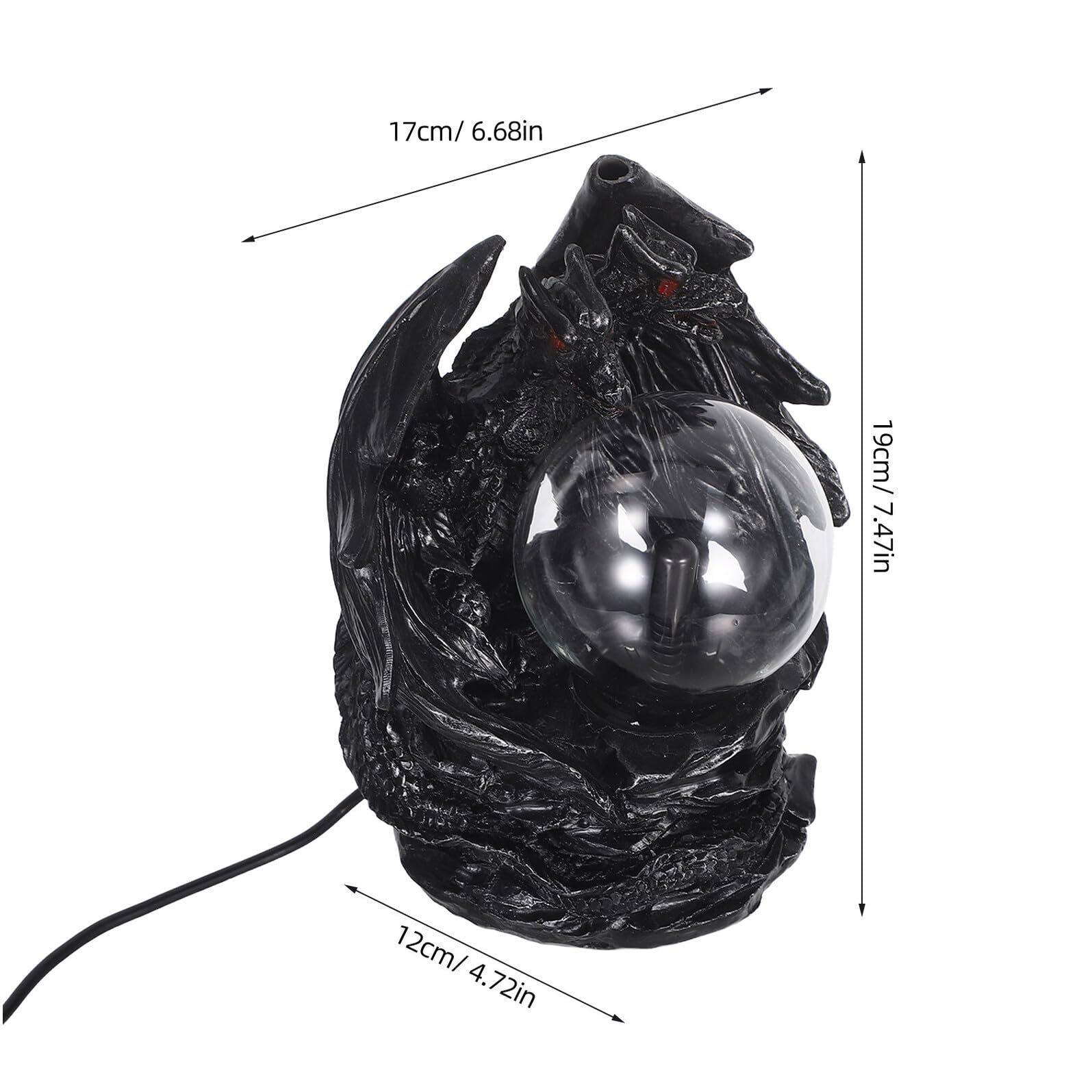 WOONEKY Lampada Plasma Sfera con Drago Spettrale USB Luce Interattiva Sensibile al Tocco per Decorazioni Halloween e Complementi per Camera da Letto Gotica