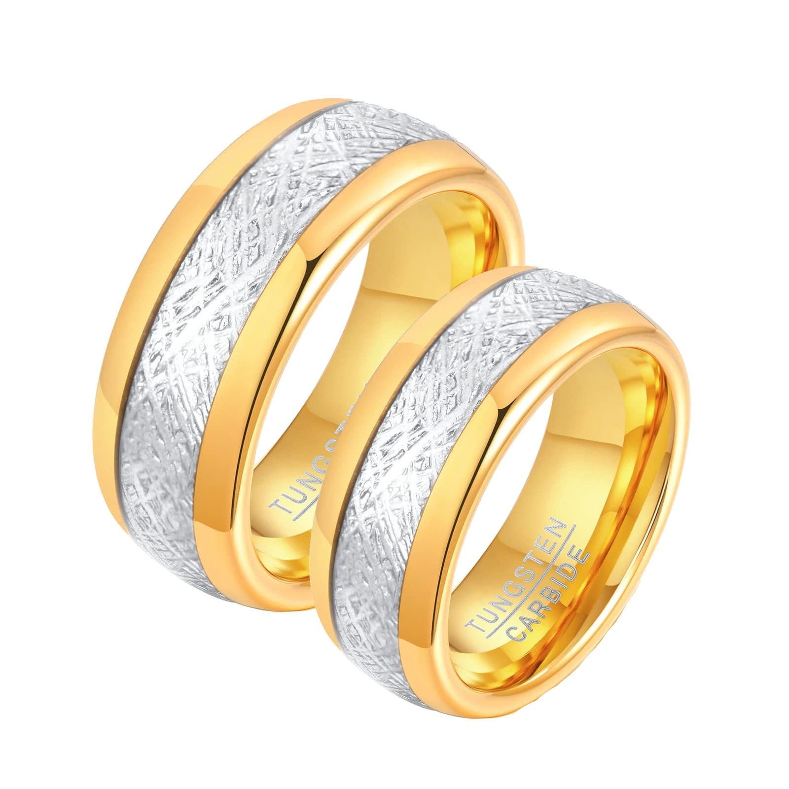Set di Anelli in carburo di tungsteno per Coppie, Anelli per Lui e per lei Anello in Oro Argento Personalizzato 8 mm Misura da L 1/2 a Misura N 1/2