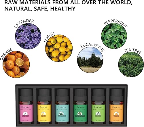 Miniatura 2 de Juego de aceites esenciales, 100% puro natural, 6 aromas, 0.0 fl oz cada uno, para aromaterapiafraganciaregalo, aceite de terapia de aroma (árbol de