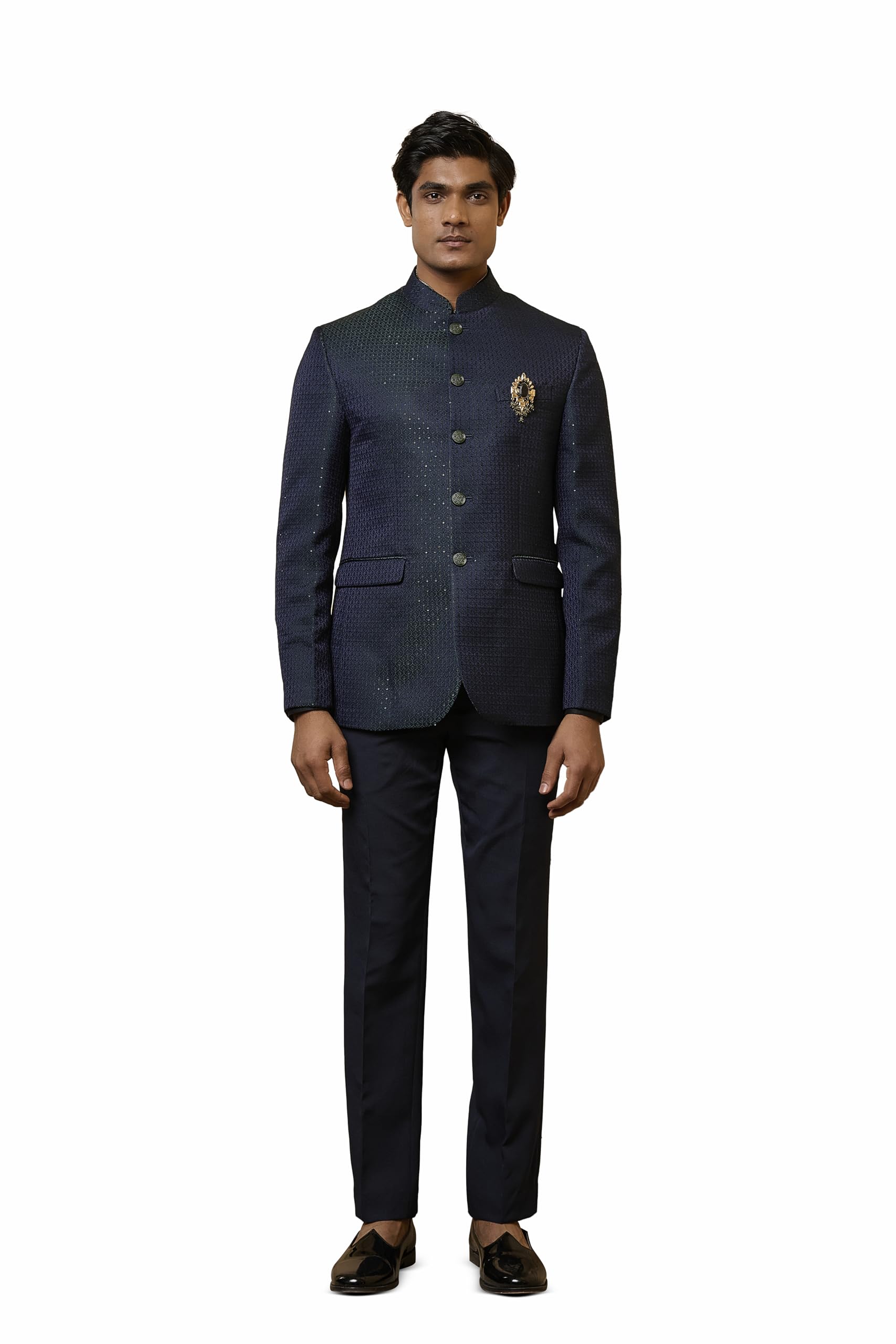 tasva Navy Embroidered Bandhgala Set-picture-17