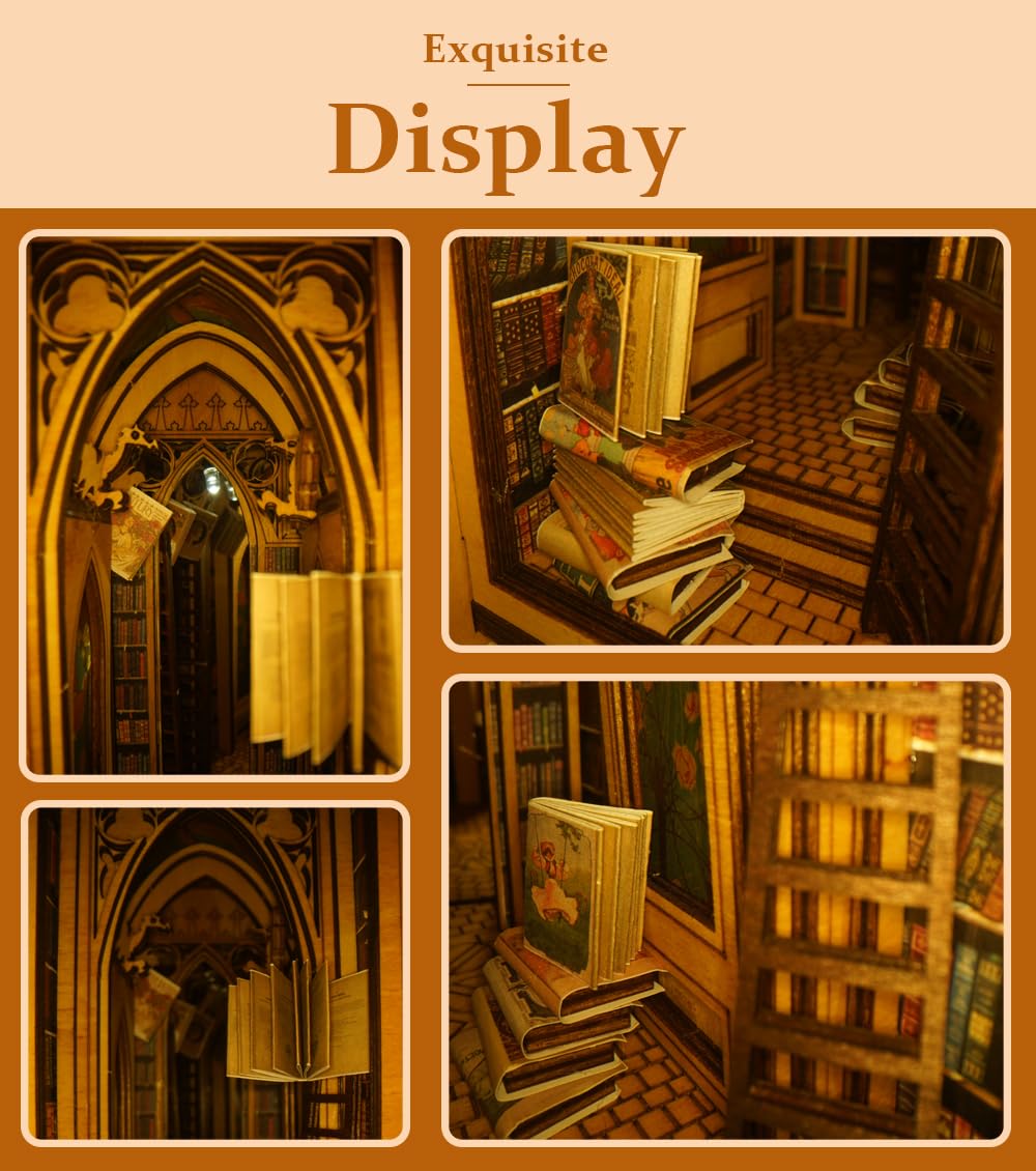 Snapklik.com : CUTEBEE DIY Book Nook Kit Bookshelf Insert Bookend Stand ...