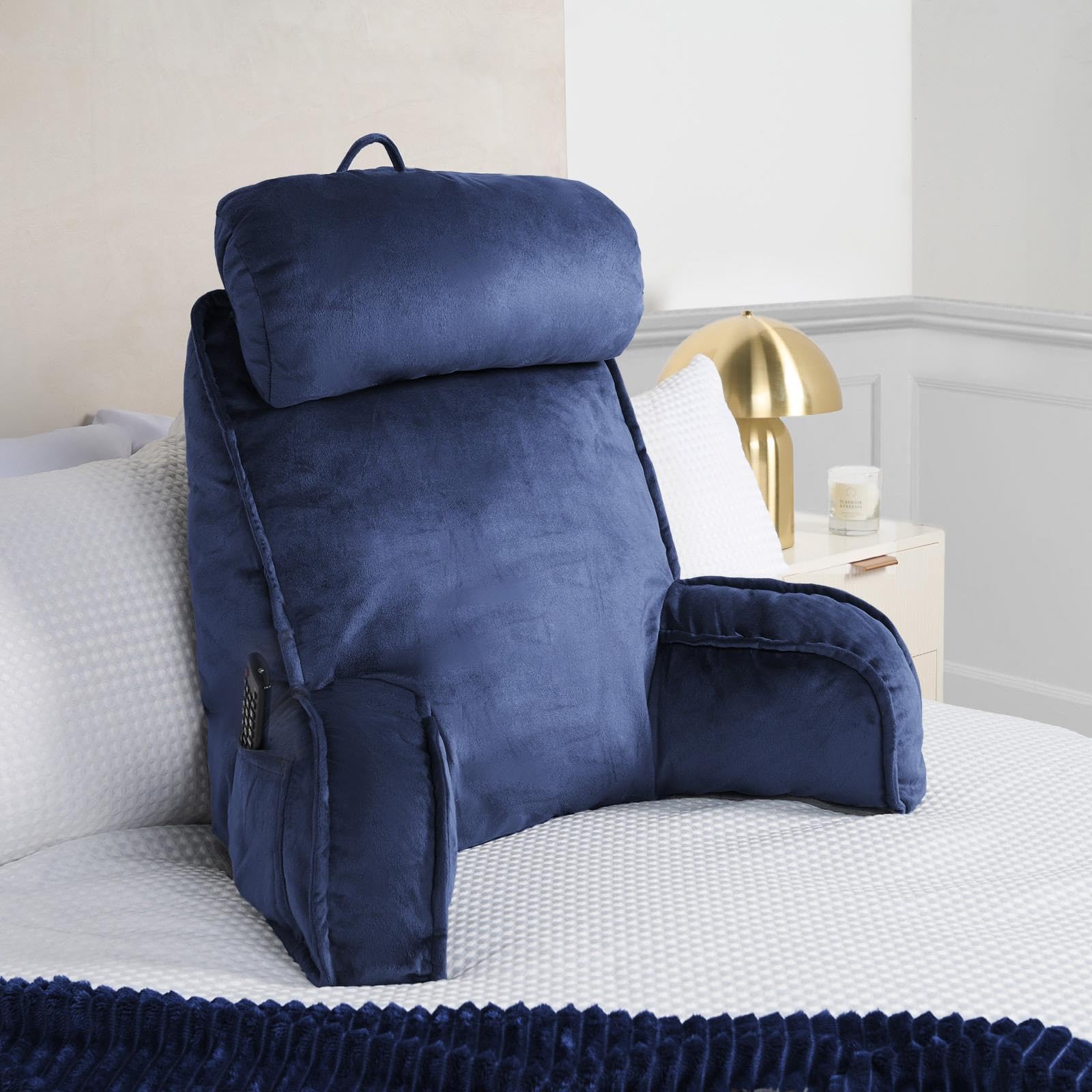 OHS Cuddle Cushion Back Lumbar Support Head Rest Bed Reading Pillow PlumpNavy from B&Q