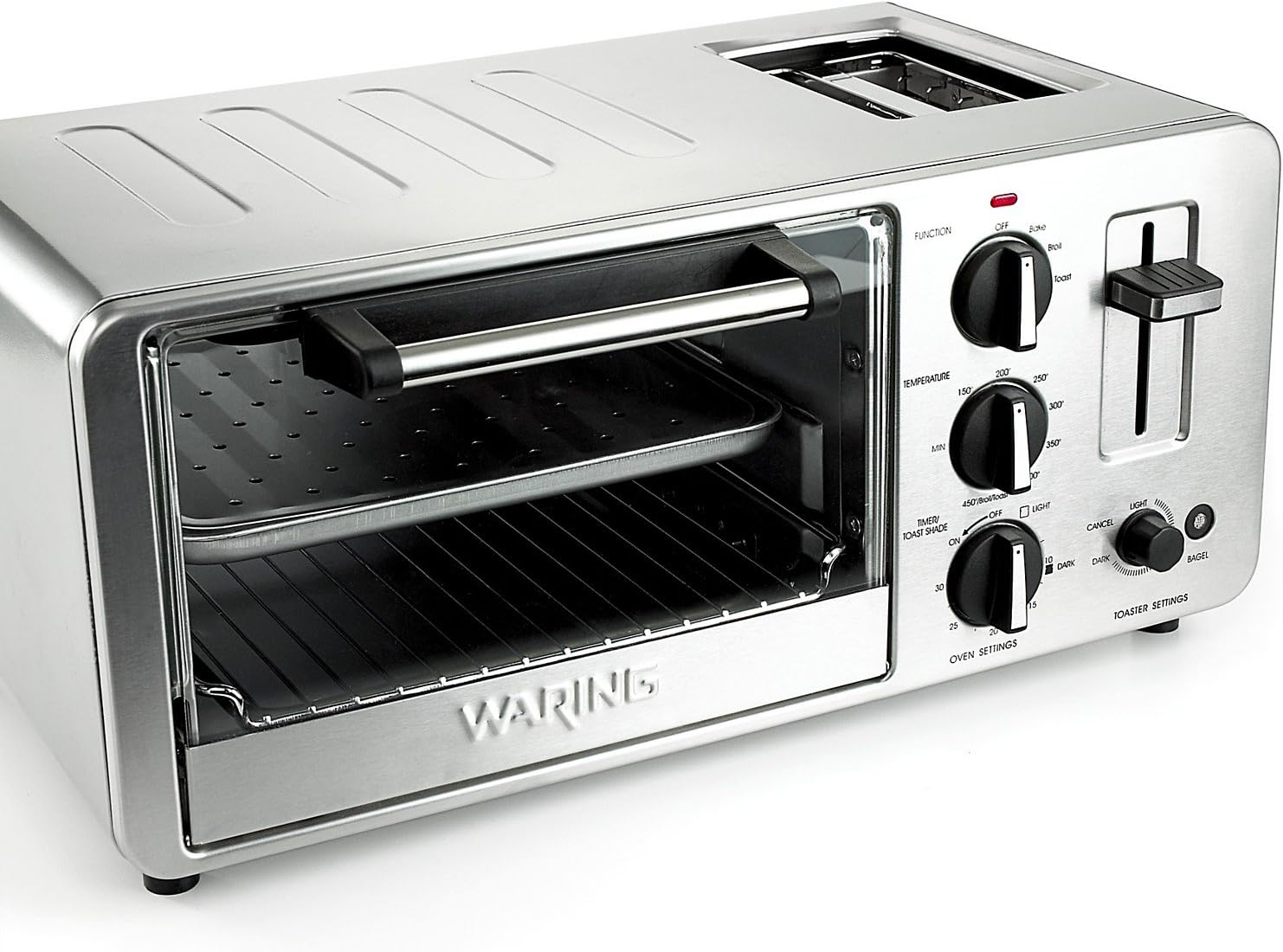 Waring WTO150 4-Slice Toaster Oven with Built-In 2-Slice Toaster