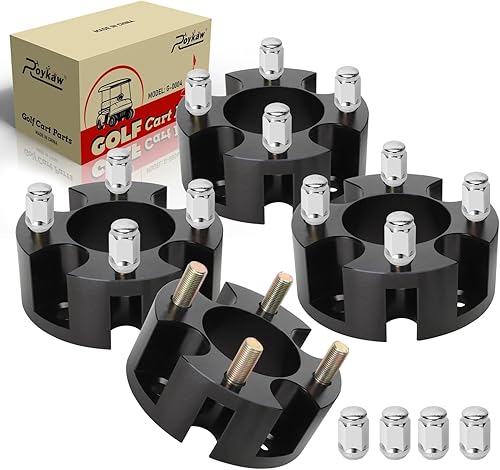 Roykaw Espaciadores de rueda de repuesto para carrito de golf compatibles con modelos EZGO/Club Car/Yamaha de 4 × 4 pulgadas, adaptadores de