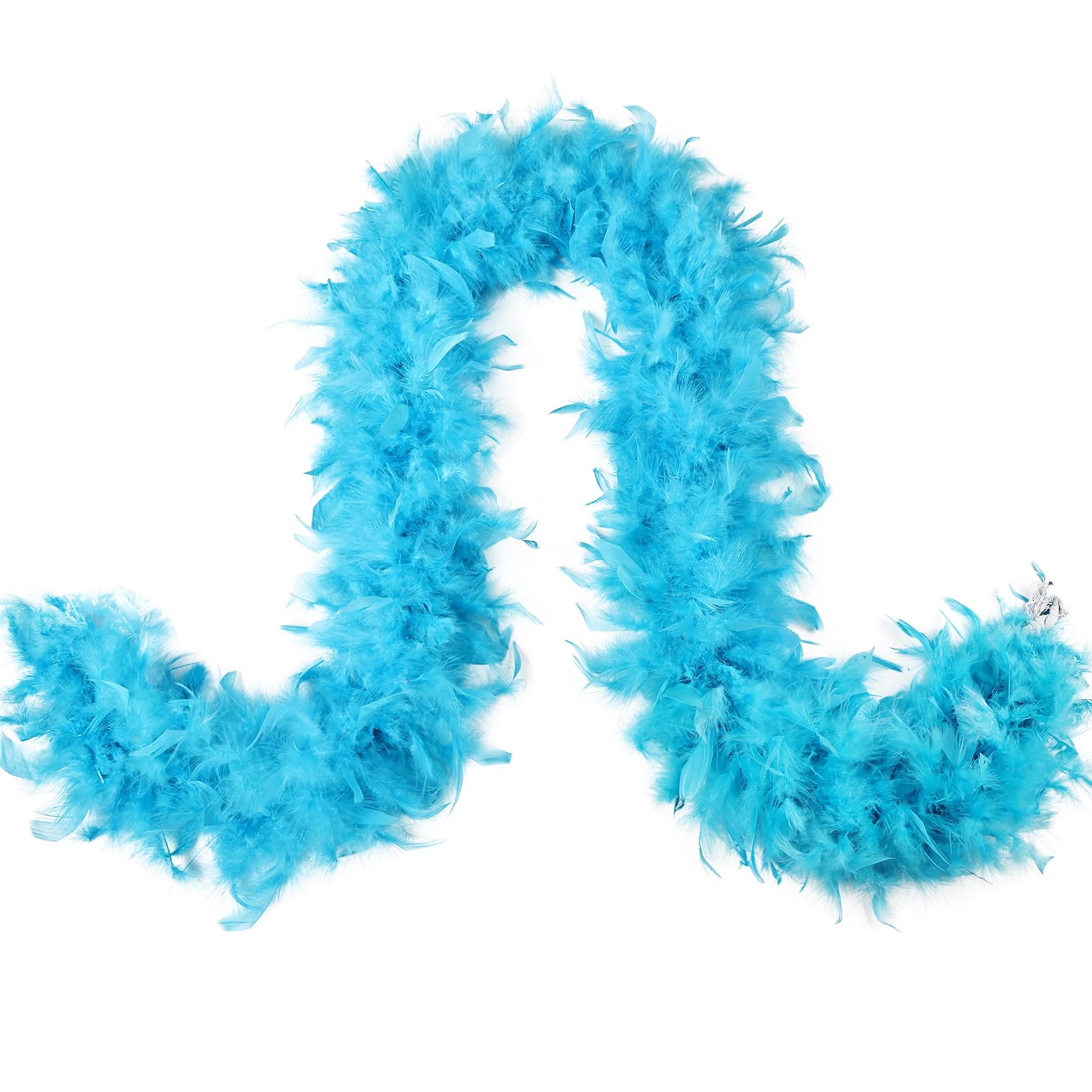 MAOFENG Chandelle Turkey Feather Boa 2 Yards 80g for Halloween Dancing Wedding Party DIY Craft Costume Decoration Feather Boa,Aqua Blue — image 1
