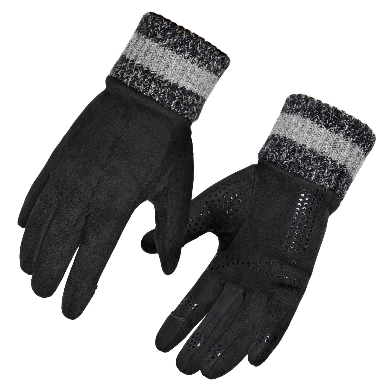 Harssidanzar Herren Winter Suedehandschuhe mit Polyester-Fleece-Futter CM005EU