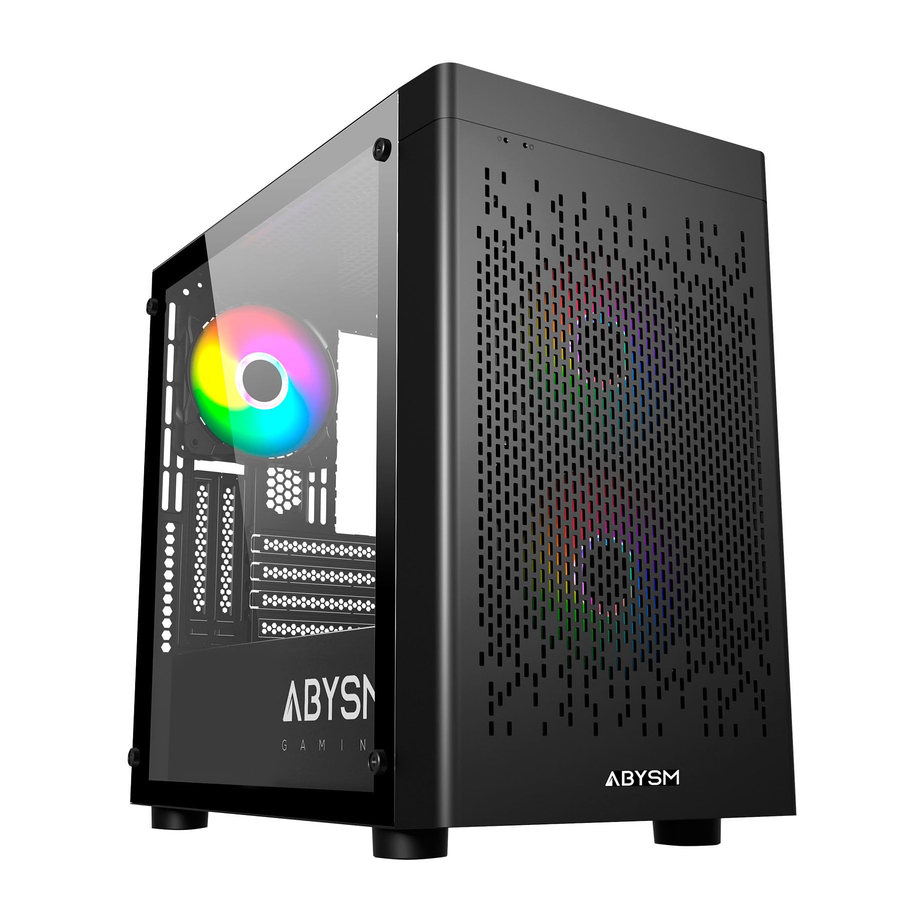 Abysm Gaming Caja PC Gamer Danube INVA MX202 Negra, con Tres Ventiladores ARGB y Compatible con Placas Base Micro ATX e ITX y Tarjetas Gráficas de hasta 330 mm