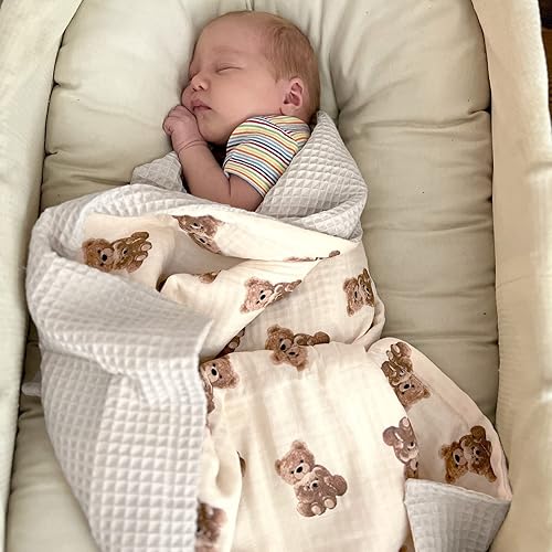 Miniatura 3 de LifeTree Mantas de muselina para bebés, mantas de muselina para niños y niñas, manta de recepción neutra de doble cara con parte delantera de