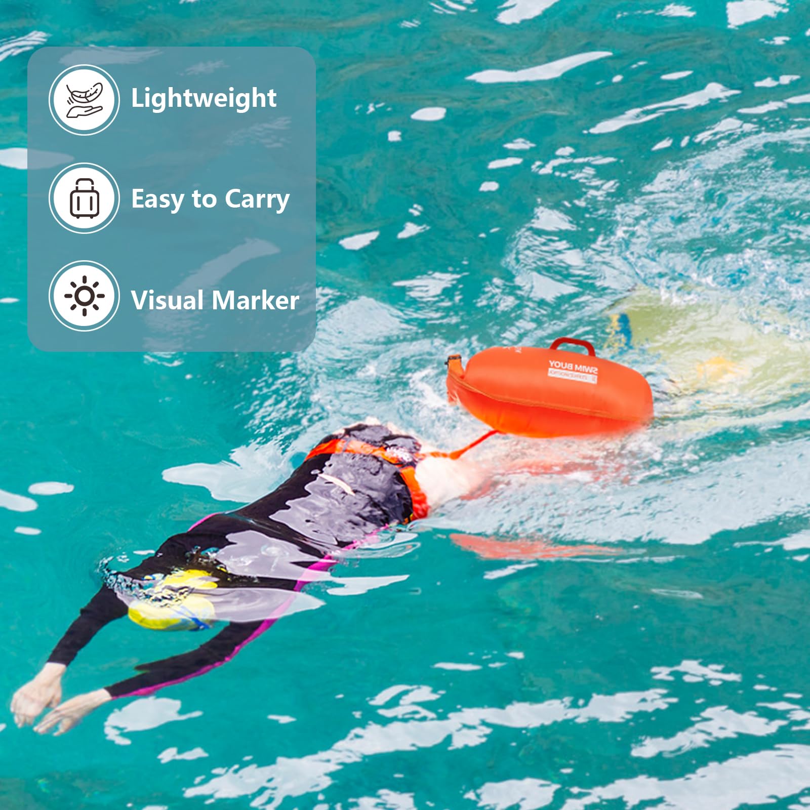 Schwimmboje - 28L, Boje Schwimmen Schwimmbojen für Erwachsene und Kinder, Trockensack Gute Sicherheit beim Schwimmen Schwimm Boje aufblasbar für Open Water und Triathlon