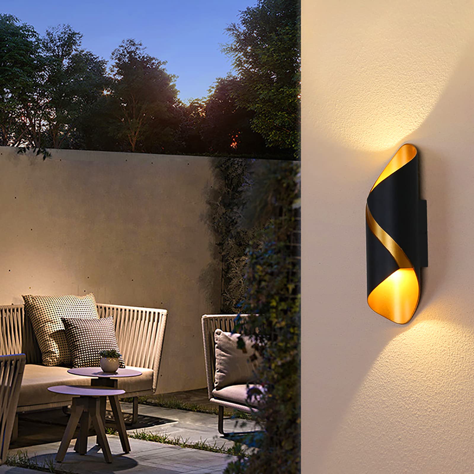 Spiralne oświetlenie kinkietowe LED, 10W wtykowe oprawy oświetleniowe naścienne, ciepła biel 3000K Led w górę i w dół na ganku Kinkiet do salonu Sypialnia Przedpokój Schody Łazienka