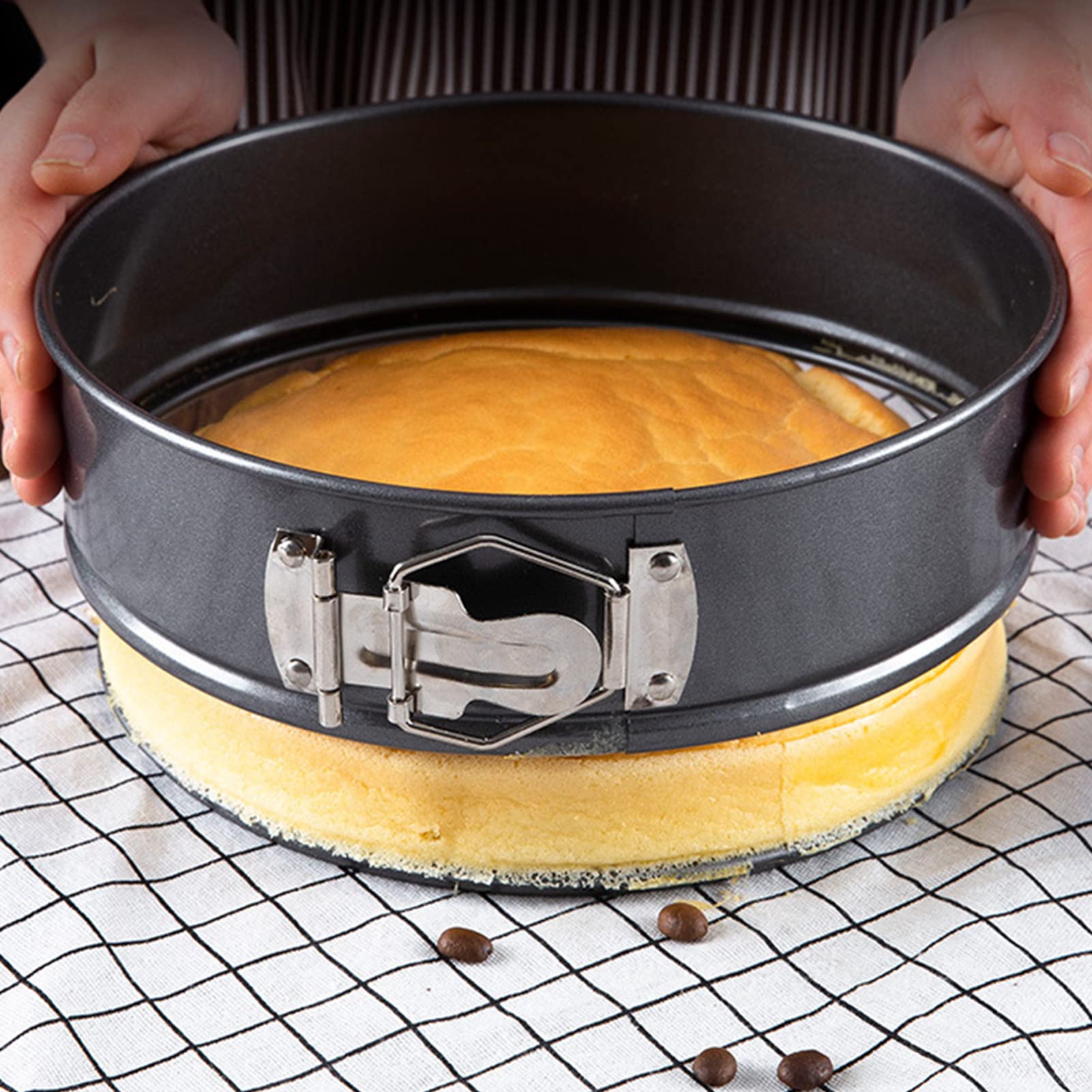 Molde para tartas de 3 piezas, de acero al carbono, molde para tarta con forma de corazón, redondo, cuadrado con fondo extraíble para hacer pasteles Pizza (M)