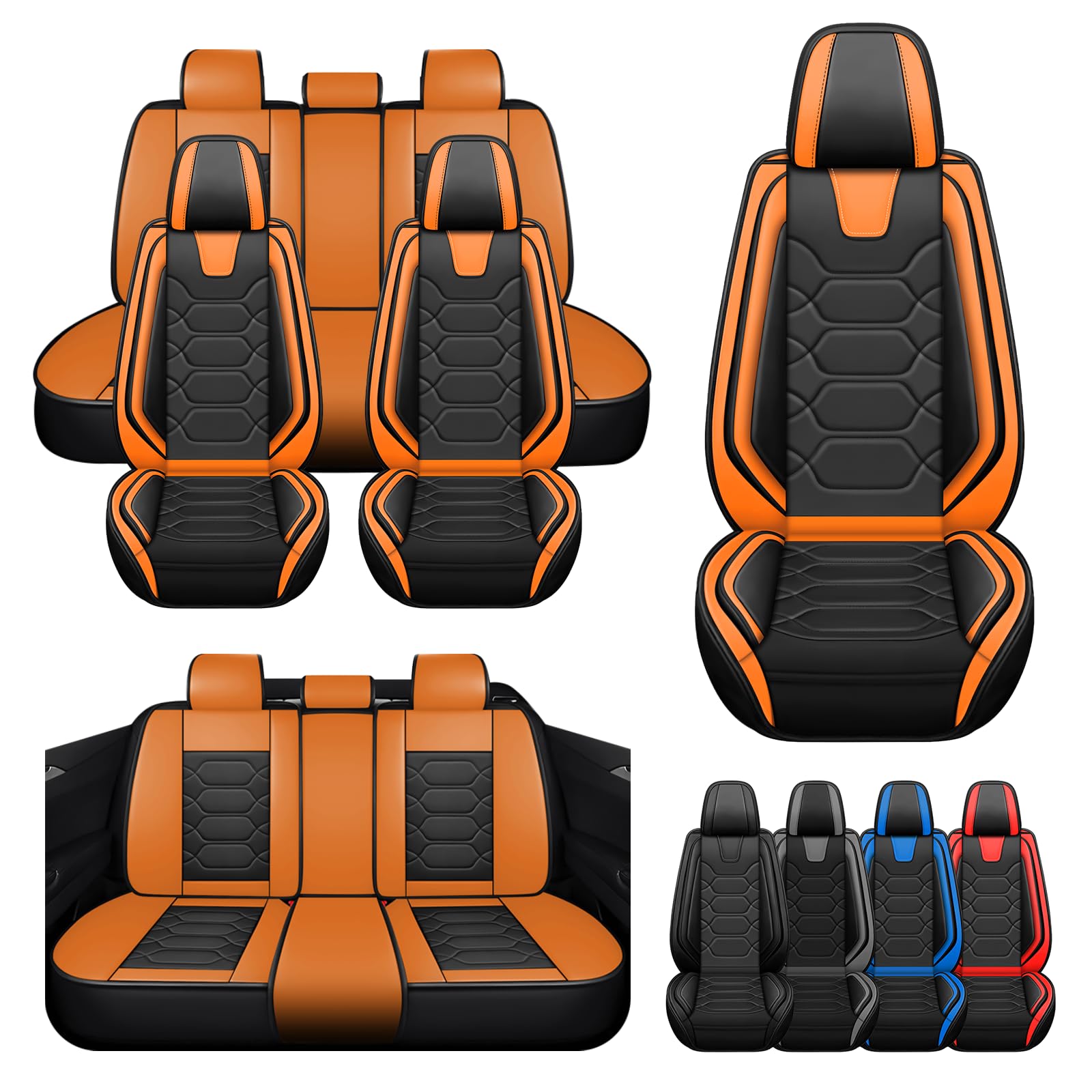 Anxinfengpei Seat Covers for Chevy Sonic 2012-2020,Full Set Seat Covers Premium Waterproof Faux Leather Cushion Custom,Sports Seat Cover（Full Set,