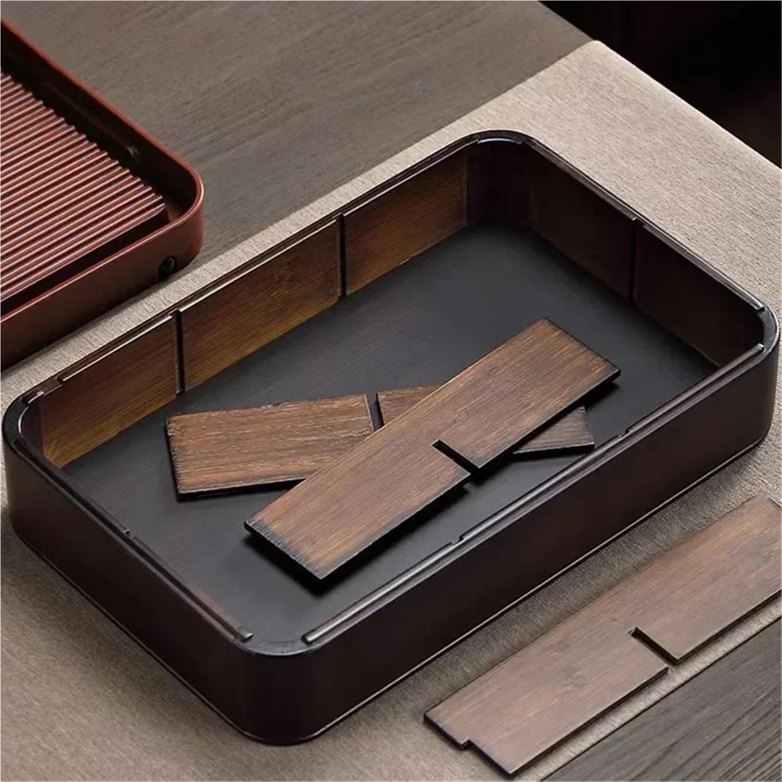 Bandeja China para té Kungfu, Bandeja de té de bambú Gongfu con Varios tamaños de cajón de Drenaje y Almacenamiento