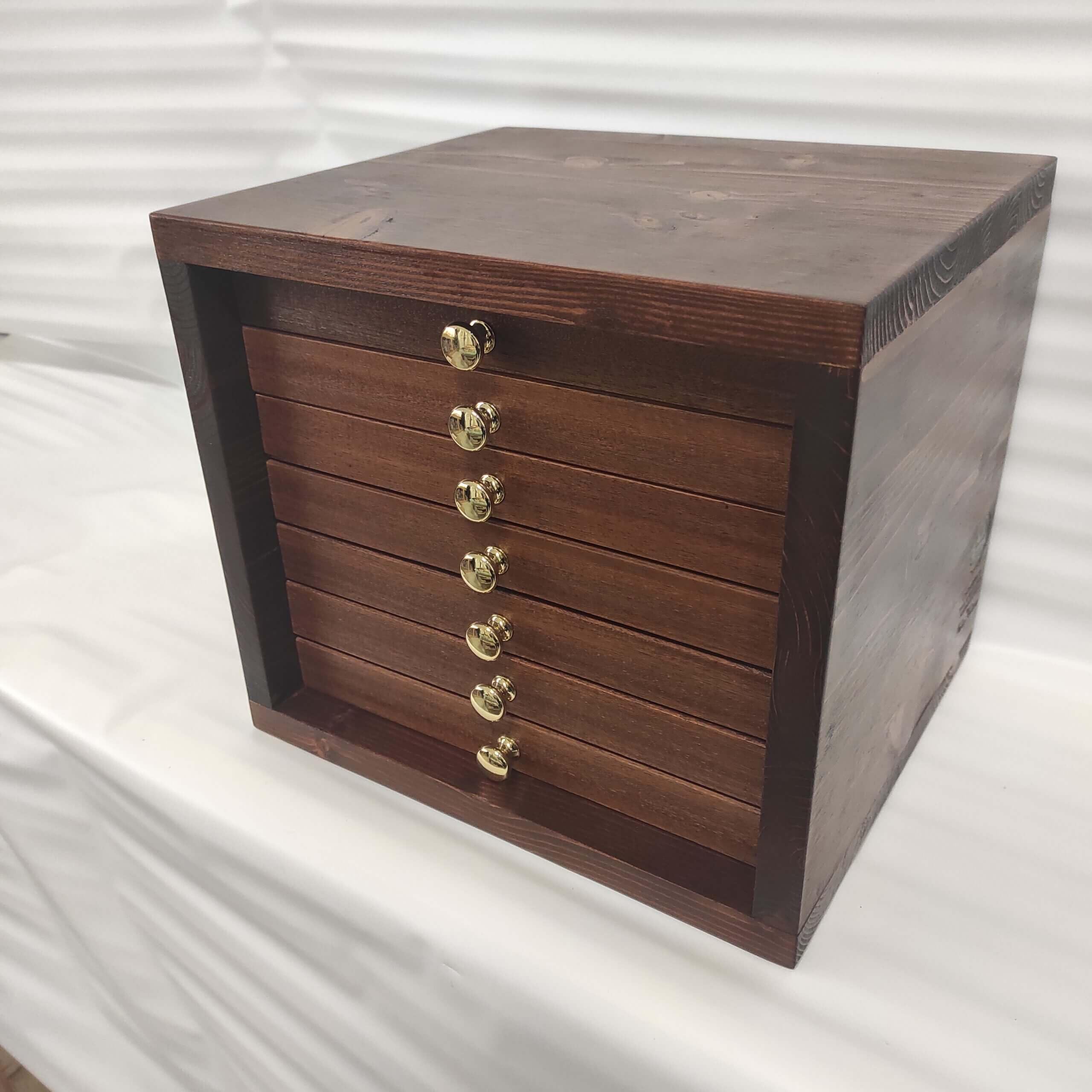 Monetario de Madera con 7 cajones y Terciopelo para Monedas y medallas, Hecho a Mano, numerado y Certificado, Personalizable