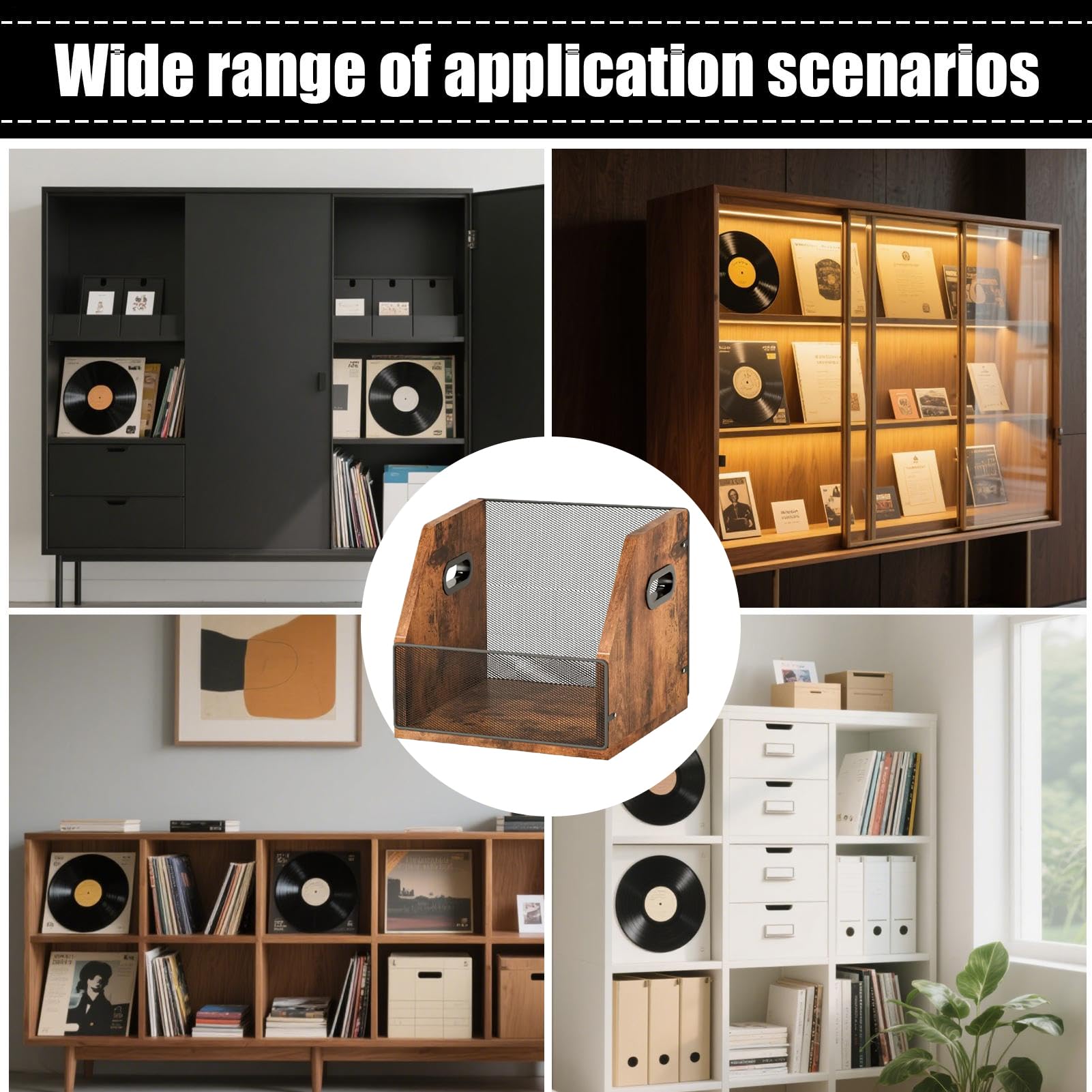 Organizer per album - Scatola portaoggetti per disco, supporto da scrivania | Dormitorio Garage Soggiorno Camera da Armadio Adolescenti Collezionisti di musica per adulti, portaoggetti in vinile