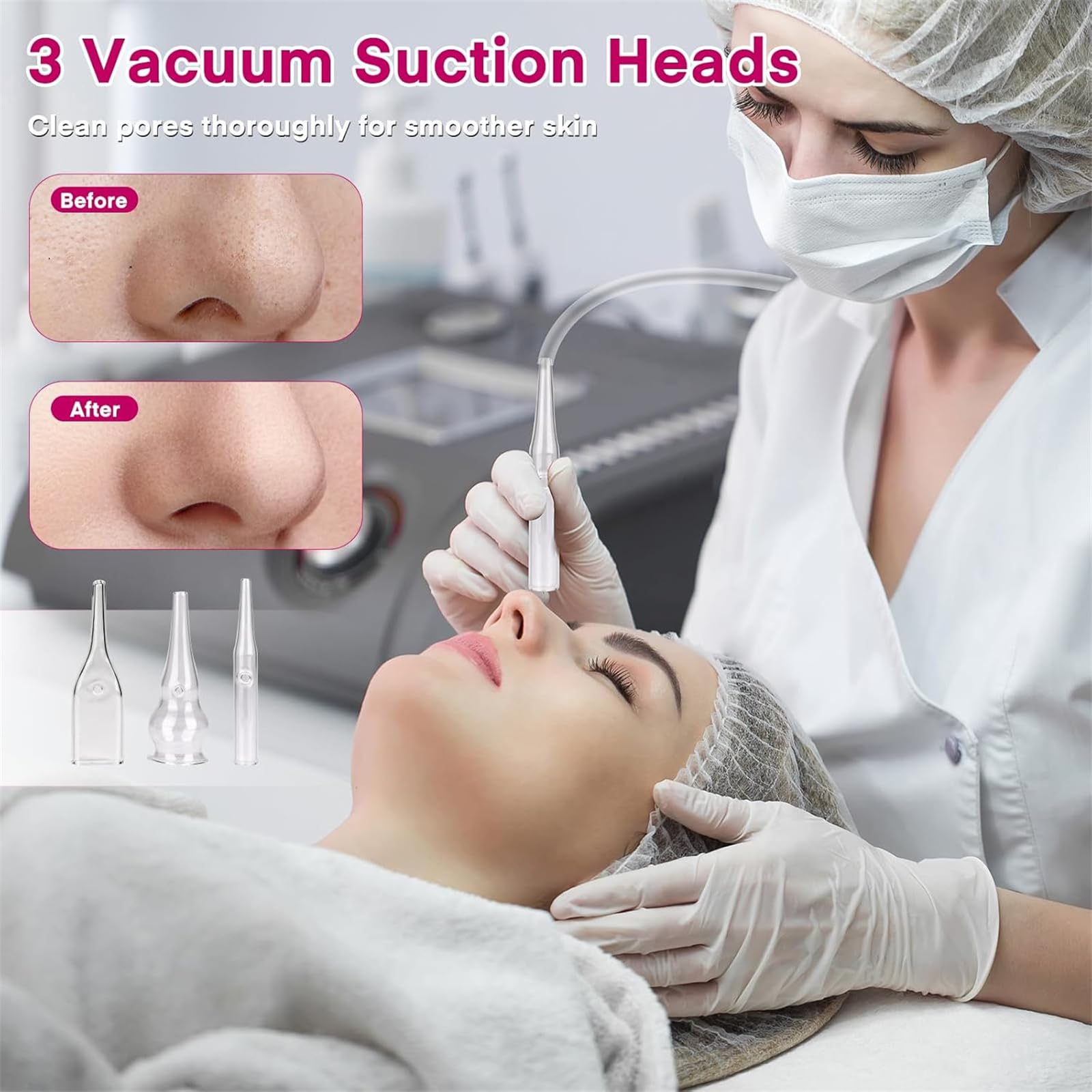 3 in 1 Diamant Mikrodermabrasion Vakuum Peeling Hautpflege Dermabrasionsmaschine Porensauger mit Zauberstab, Sprühflasche und Vakuumglasrohr für Heimschönheitssalon