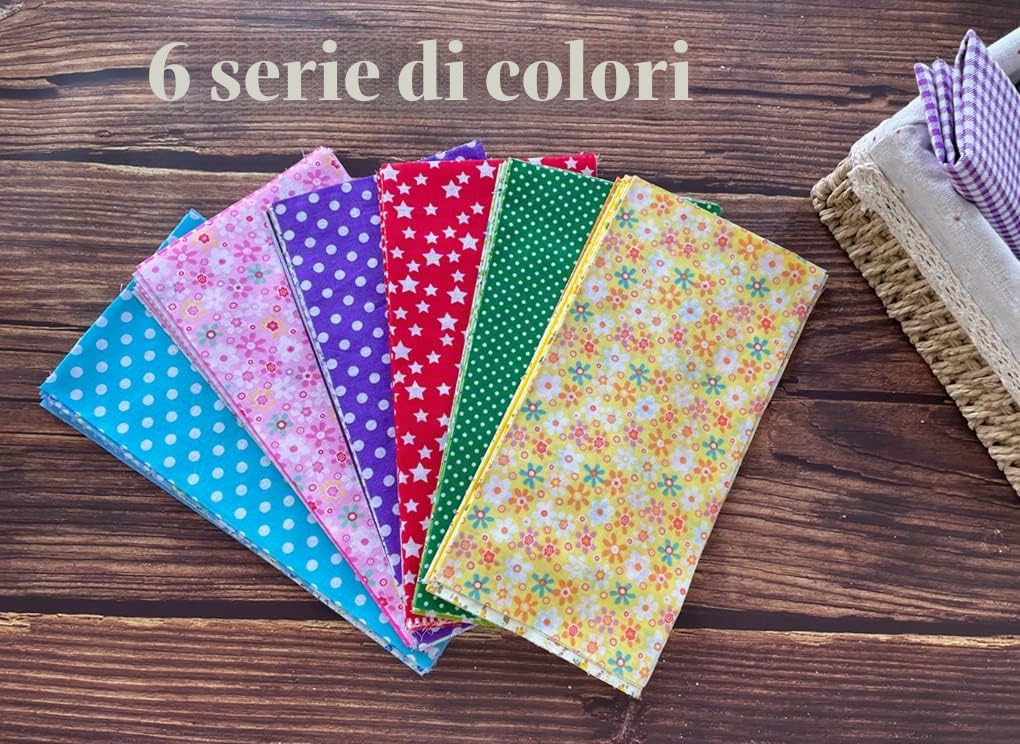42 Pezzi Tessuto di Cotone Stoffa Patchwork Quadrati Tessuti Motivi Stampati Stoffe per Cucito Creativo, Artigianali, Cucire, Decorazioni Fai da Te, Lavoro Manuale (25 x 25 cm - 42PCS)