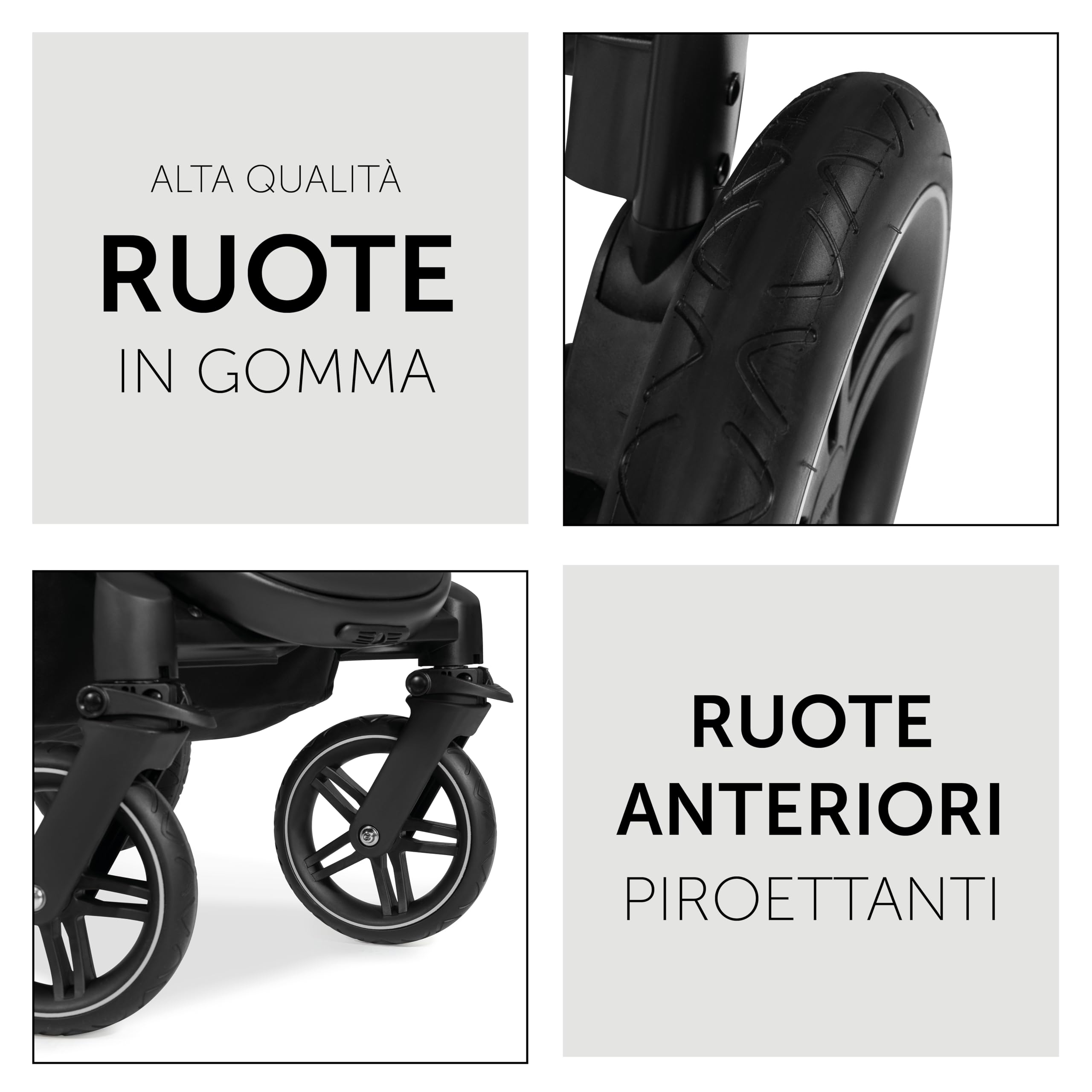 hauck Passeggino Set 3 in 1 Saturn R - Con Ovetto Neonato, Navicella Neonato e Seduta Reclinabile - Dalla Nascita Fino a 22 kg, Pieghevole - Melange Nero