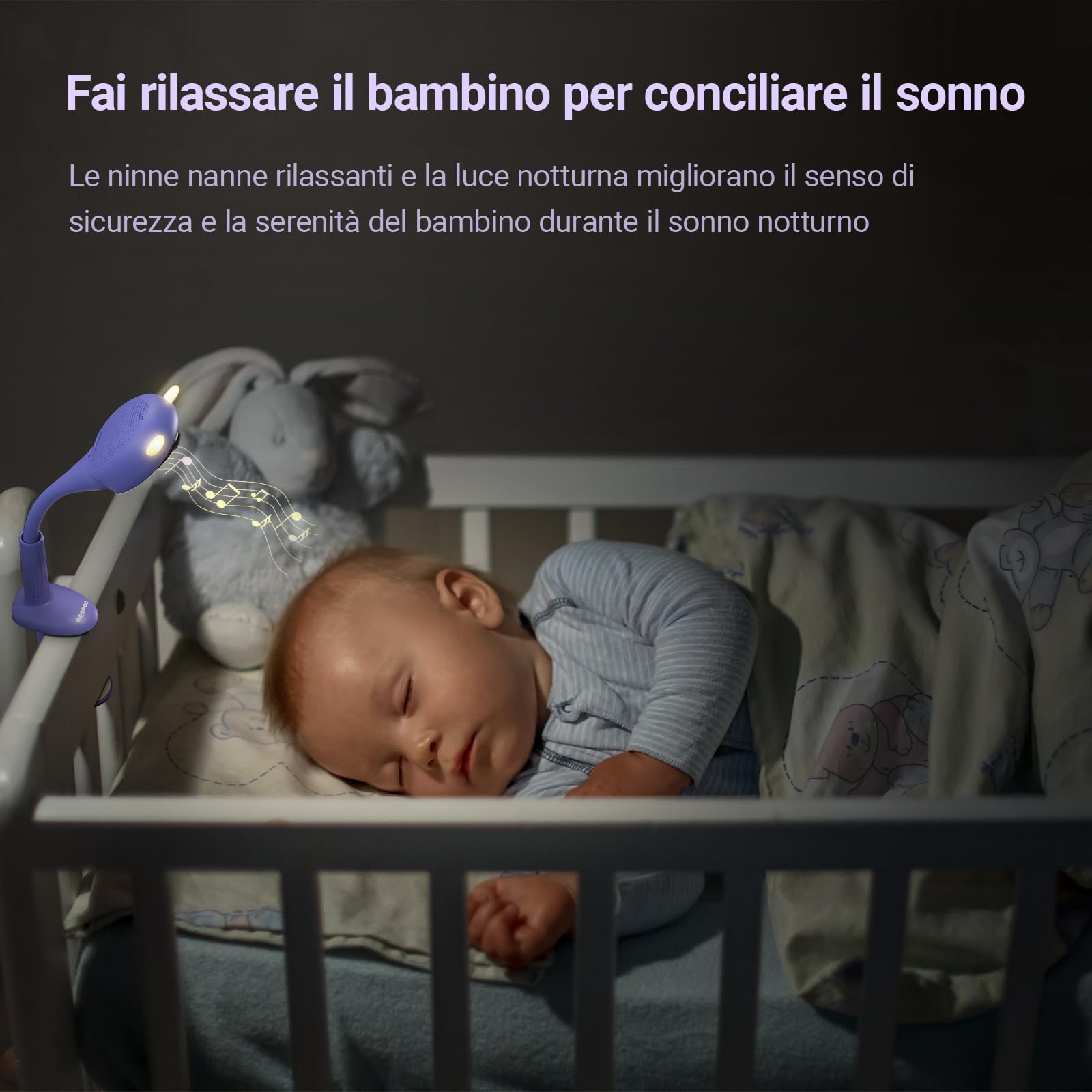 Telecamera Monitor Intelligente per Bambini - Soluzione AI Avanzata Senza Sensore, con Rilevamento del Pianto, Movimenti e Zone Sicure, Visione Notturna HD 2K, Audio Bidirezionale(Culla)